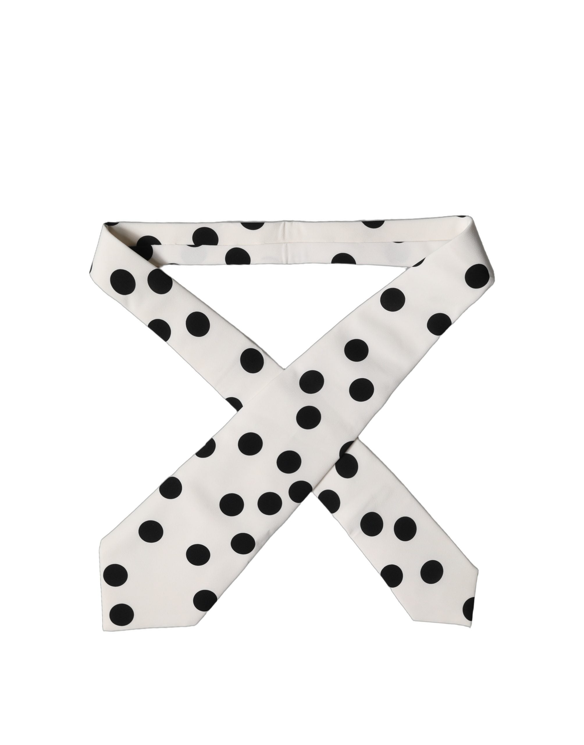 Dolce & Gabbana White Black Polka Dot Silk Adjustable Women NeckWomen's Women's Tie (Pre-Owned)