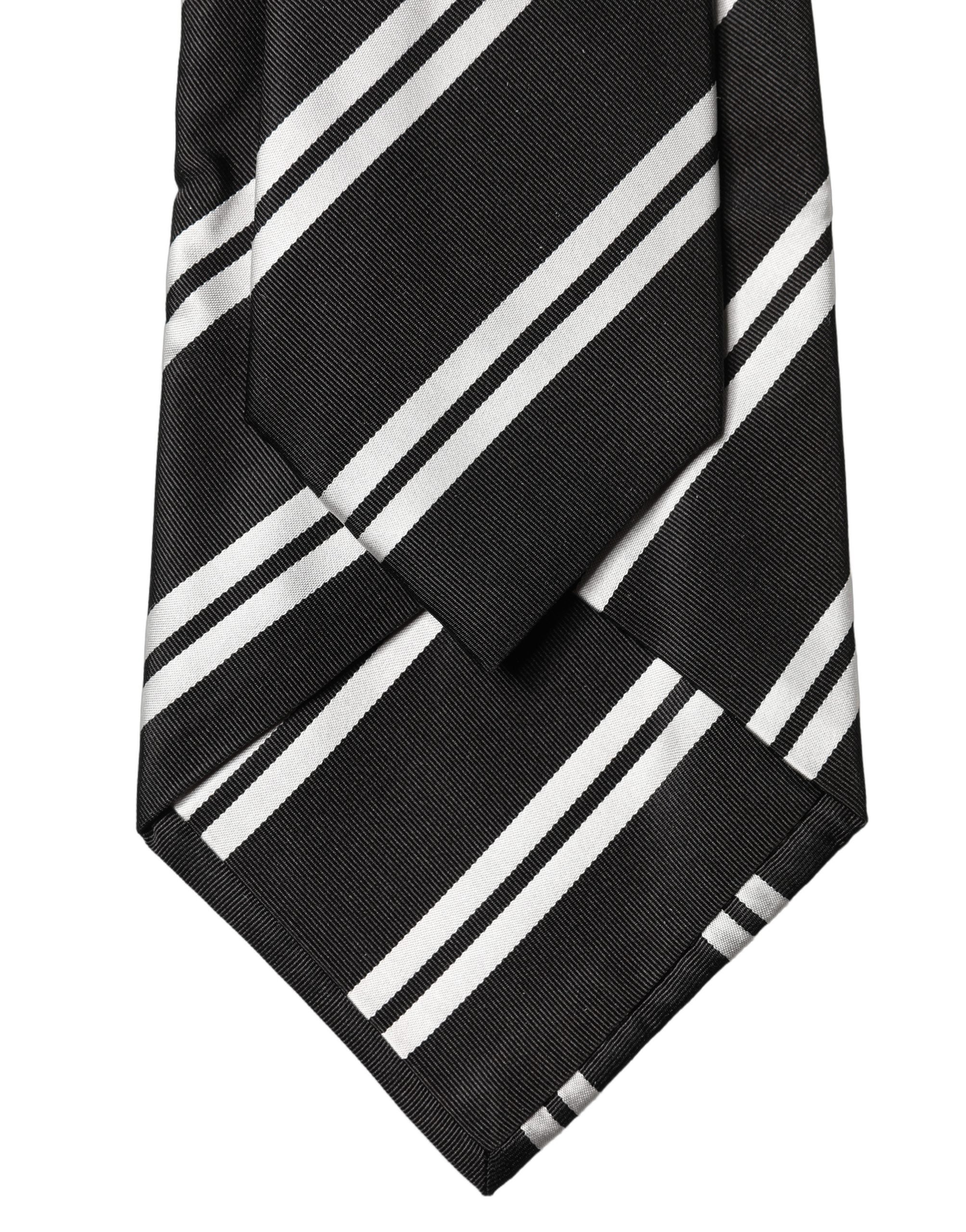Dolce & Gabbana Black White Stripes Silk Adjustable Women NeckWomen's Women's Tie