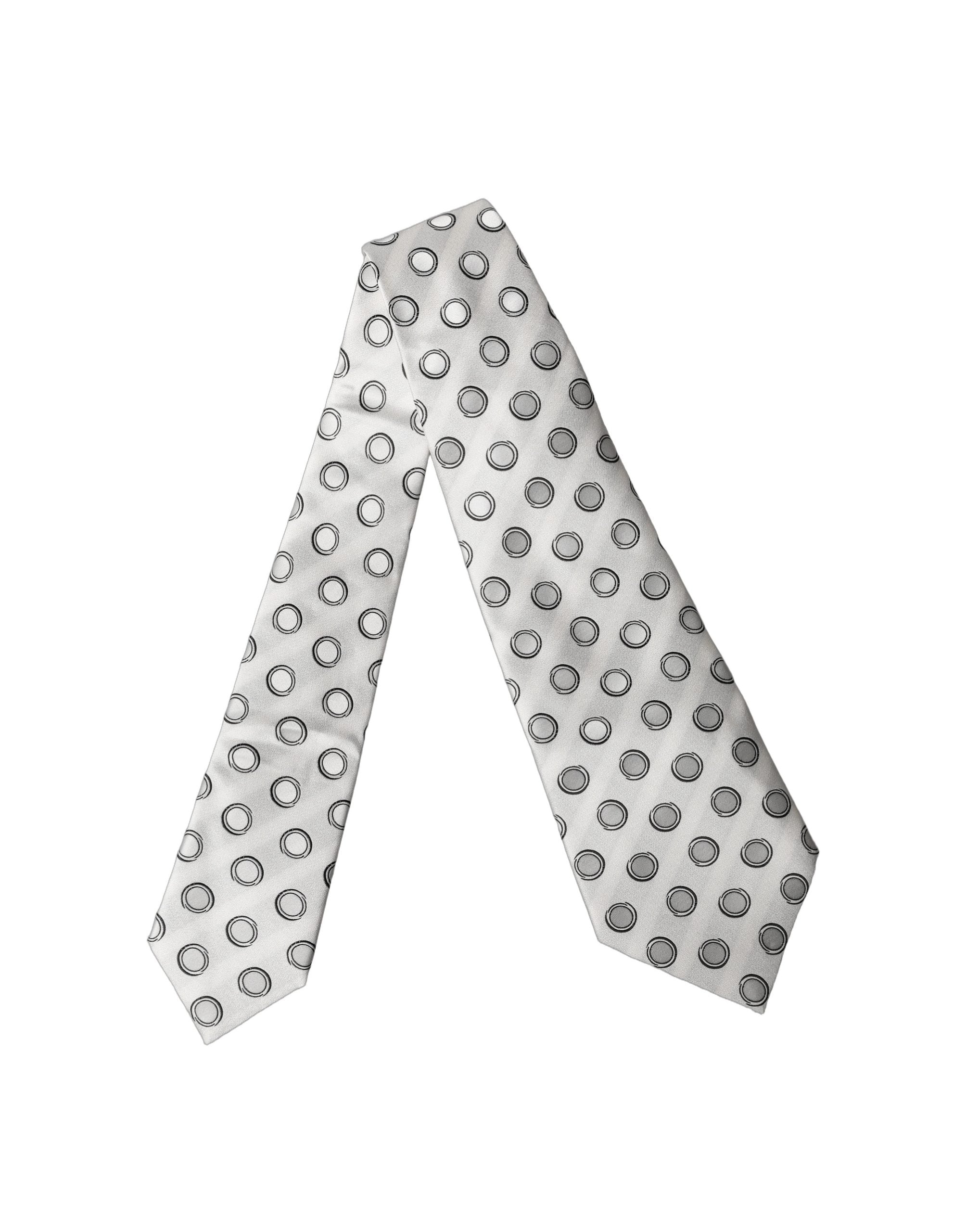 Dolce & Gabbana White Gray Polka Dot Silk Adjustable Women NeckWomen's Women's Tie