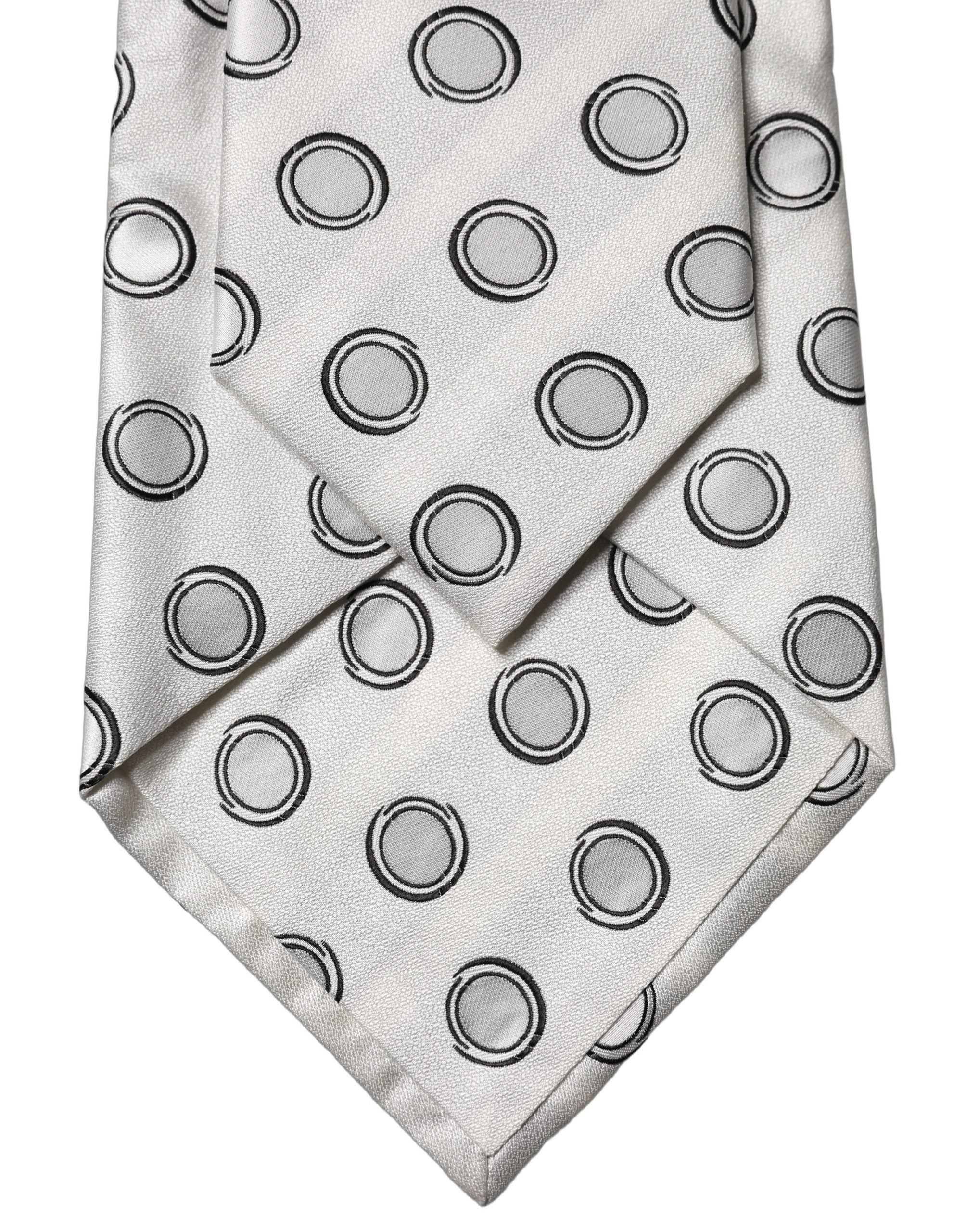 Dolce & Gabbana White Gray Polka Dot Silk Adjustable Women NeckWomen's Women's Tie