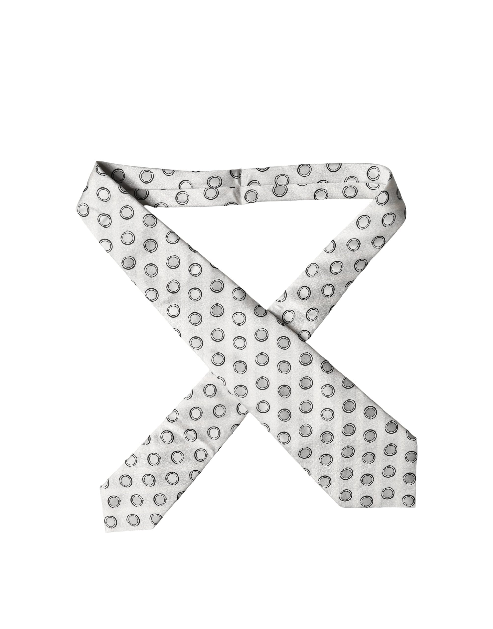 Dolce & Gabbana White Gray Polka Dot Silk Adjustable Women NeckWomen's Women's Tie