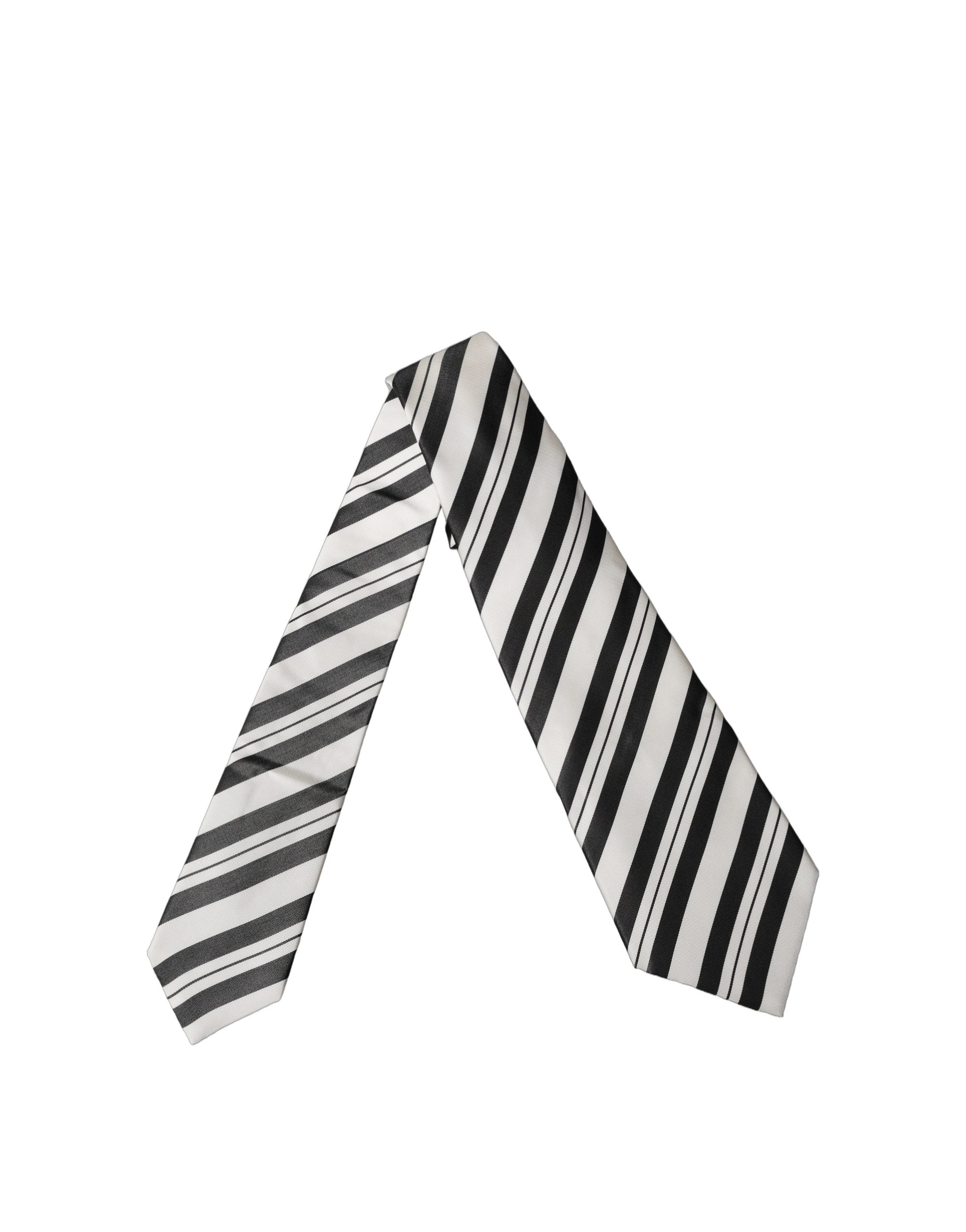 Dolce & Gabbana Black White Stripes Silk Adjustable Women NeckWomen's Women's Tie