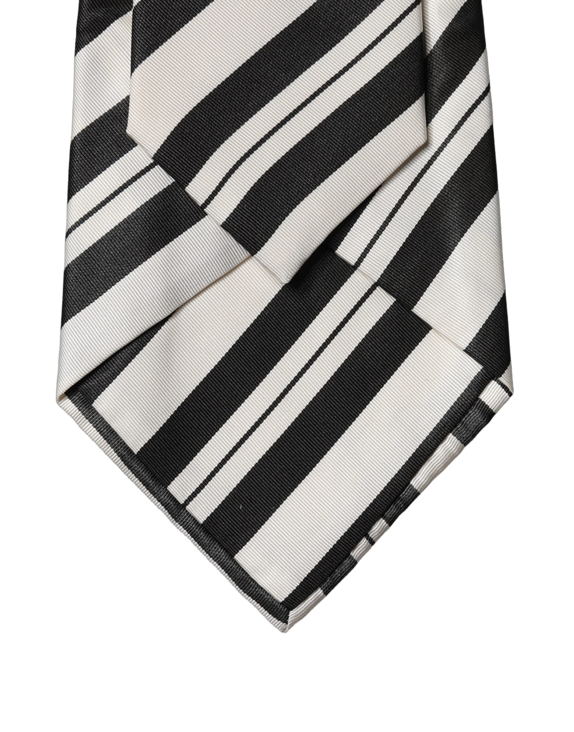 Dolce & Gabbana Black White Stripes Silk Adjustable Women NeckWomen's Women's Tie