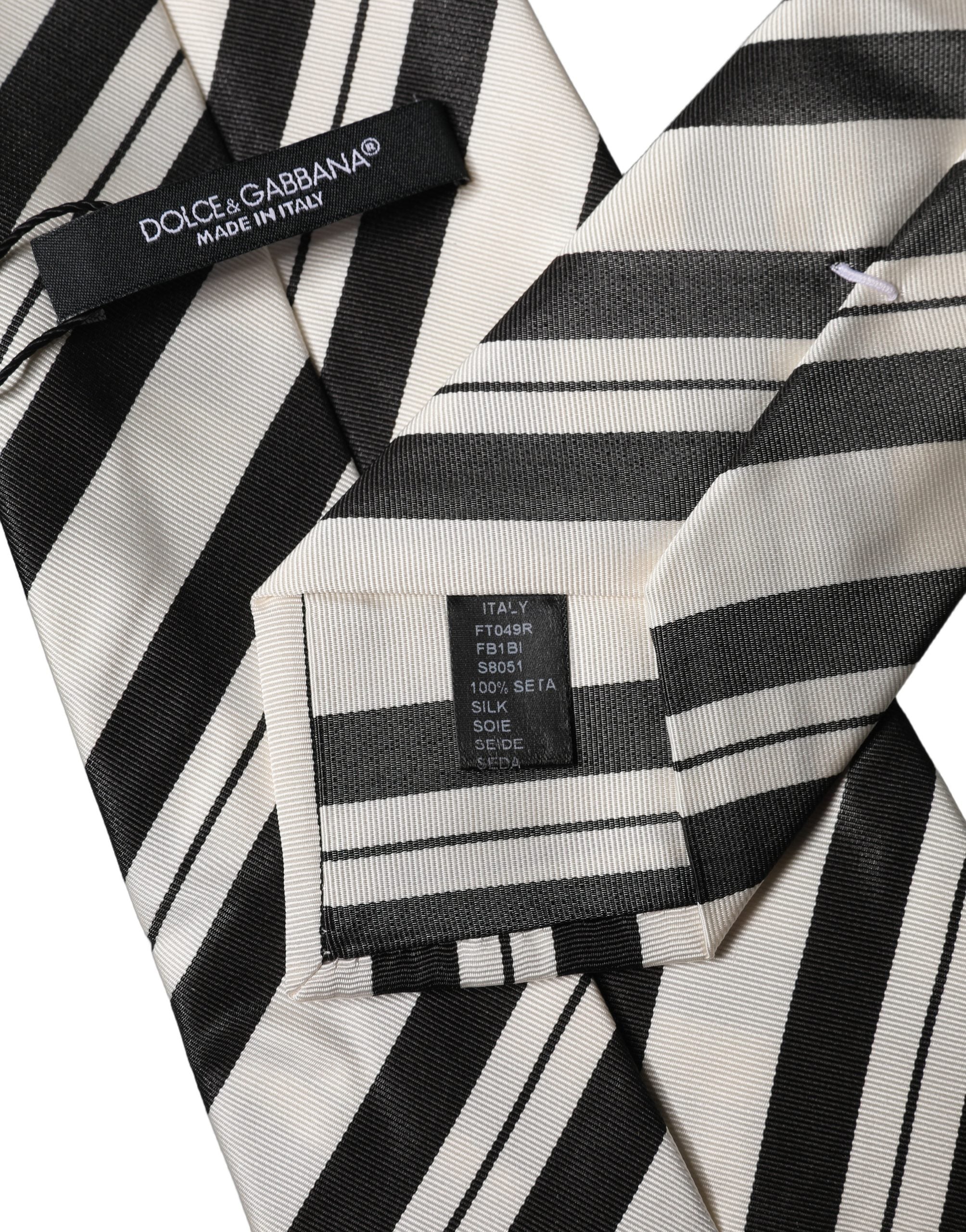 Dolce & Gabbana Black White Stripes Silk Adjustable Women NeckWomen's Women's Tie