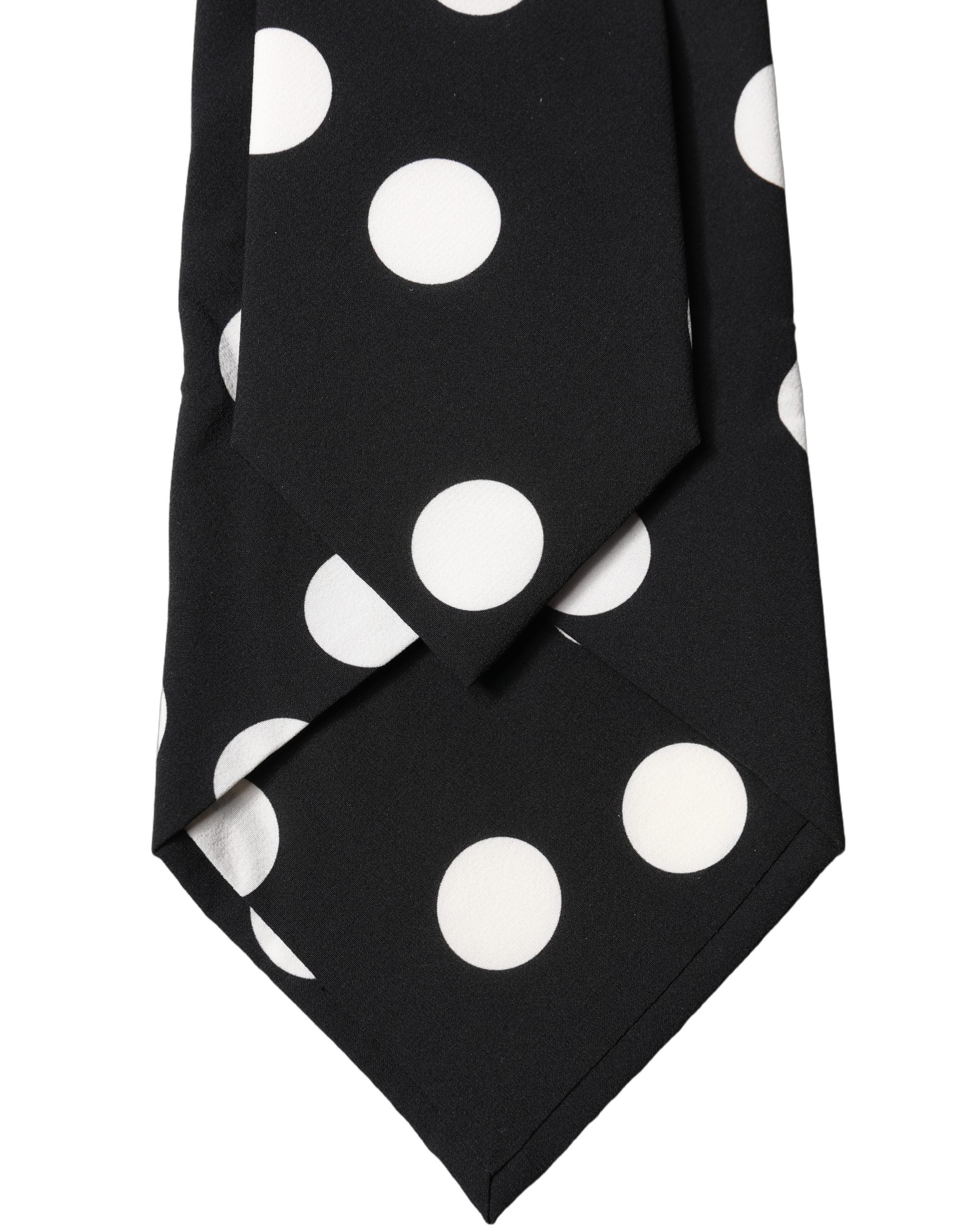 Dolce & Gabbana Black White Polka Dot Silk Adjustable Women NeckWomen's Women's Tie