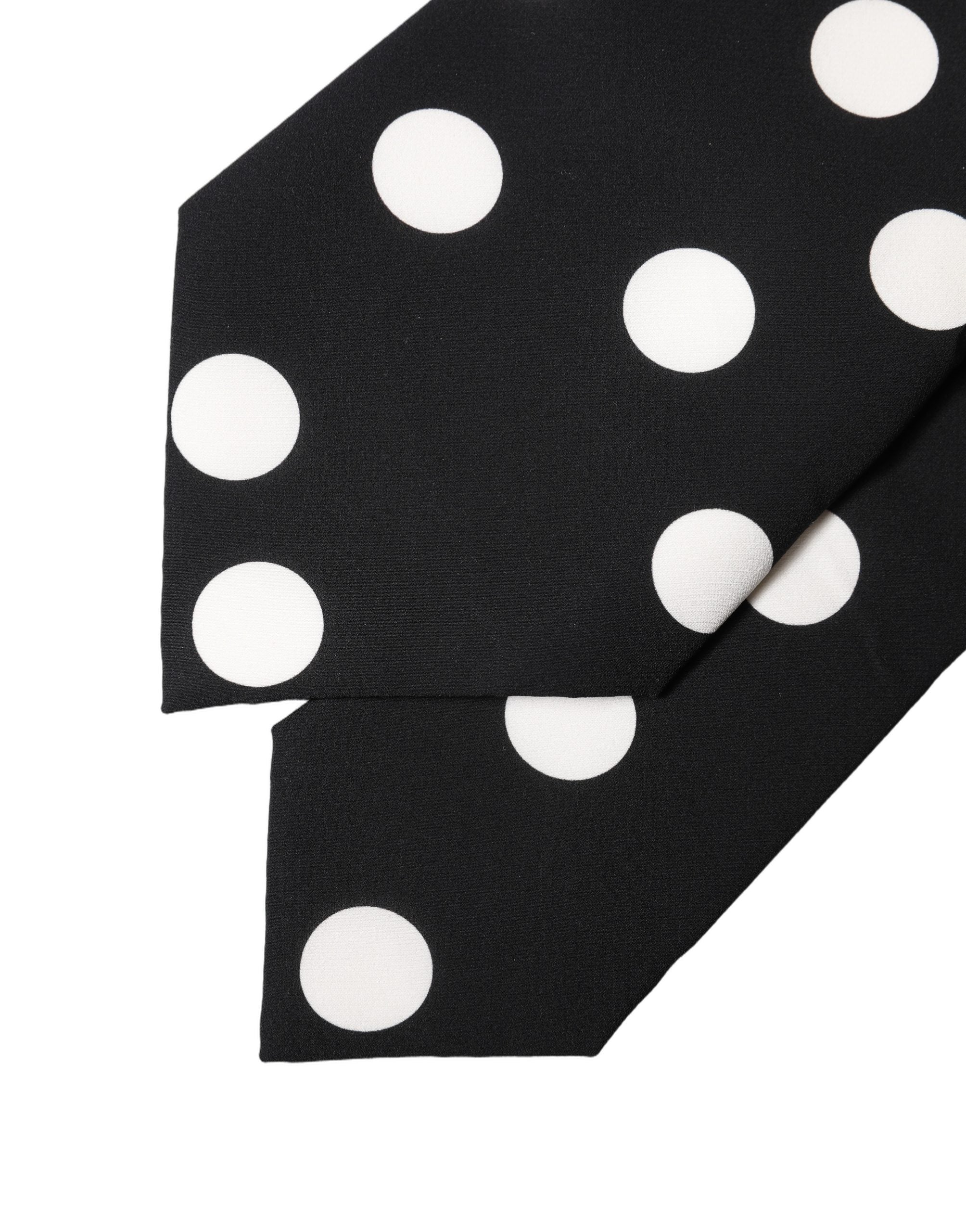 Dolce & Gabbana Black White Polka Dot Silk Adjustable Women NeckWomen's Women's Tie