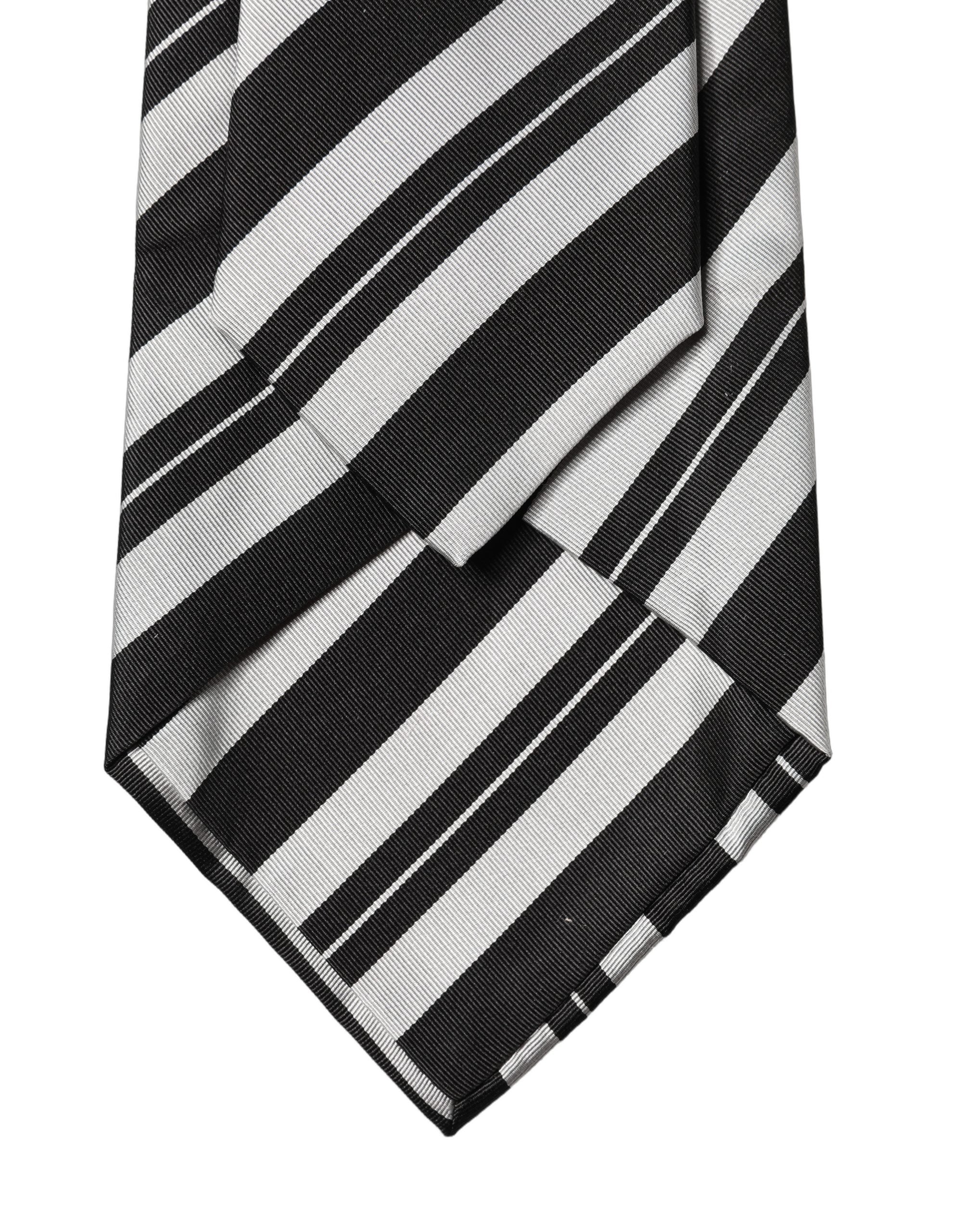 Dolce & Gabbana Black White Stripes Silk Adjustable Women NeckWomen's Women's Tie