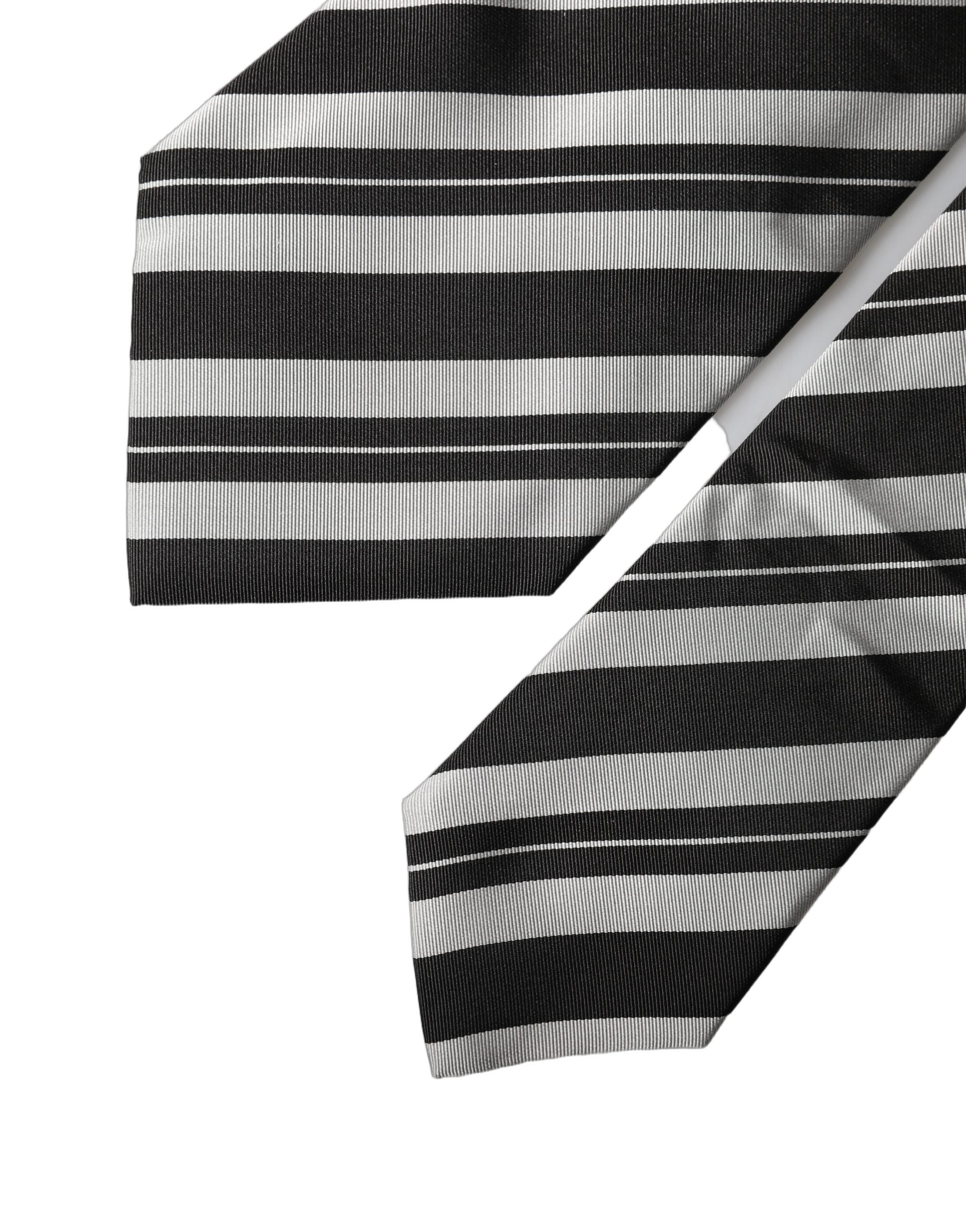 Dolce & Gabbana Black White Stripes Silk Adjustable Women NeckWomen's Women's Tie