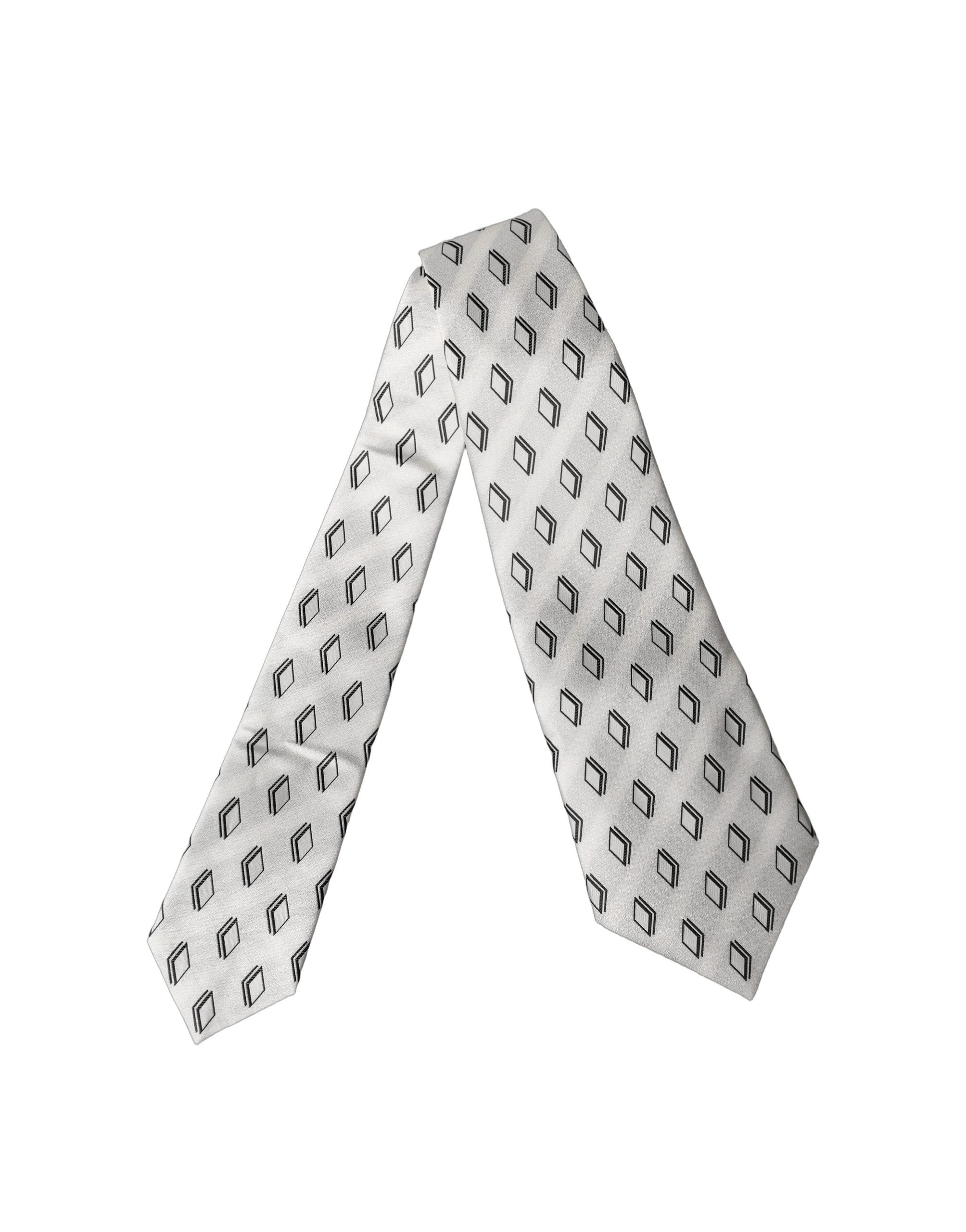 Dolce & Gabbana White Patterned Silk Adjustable Women Women'sd NeckWomen's Women's Tie