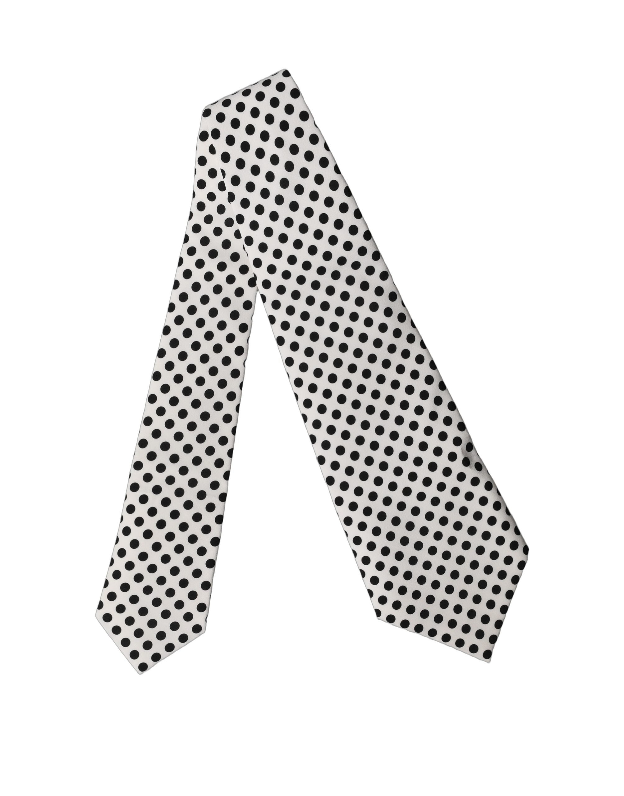 Dolce & Gabbana White Black Polka Dot Silk Adjustable Women NeckWomen's Women's Tie