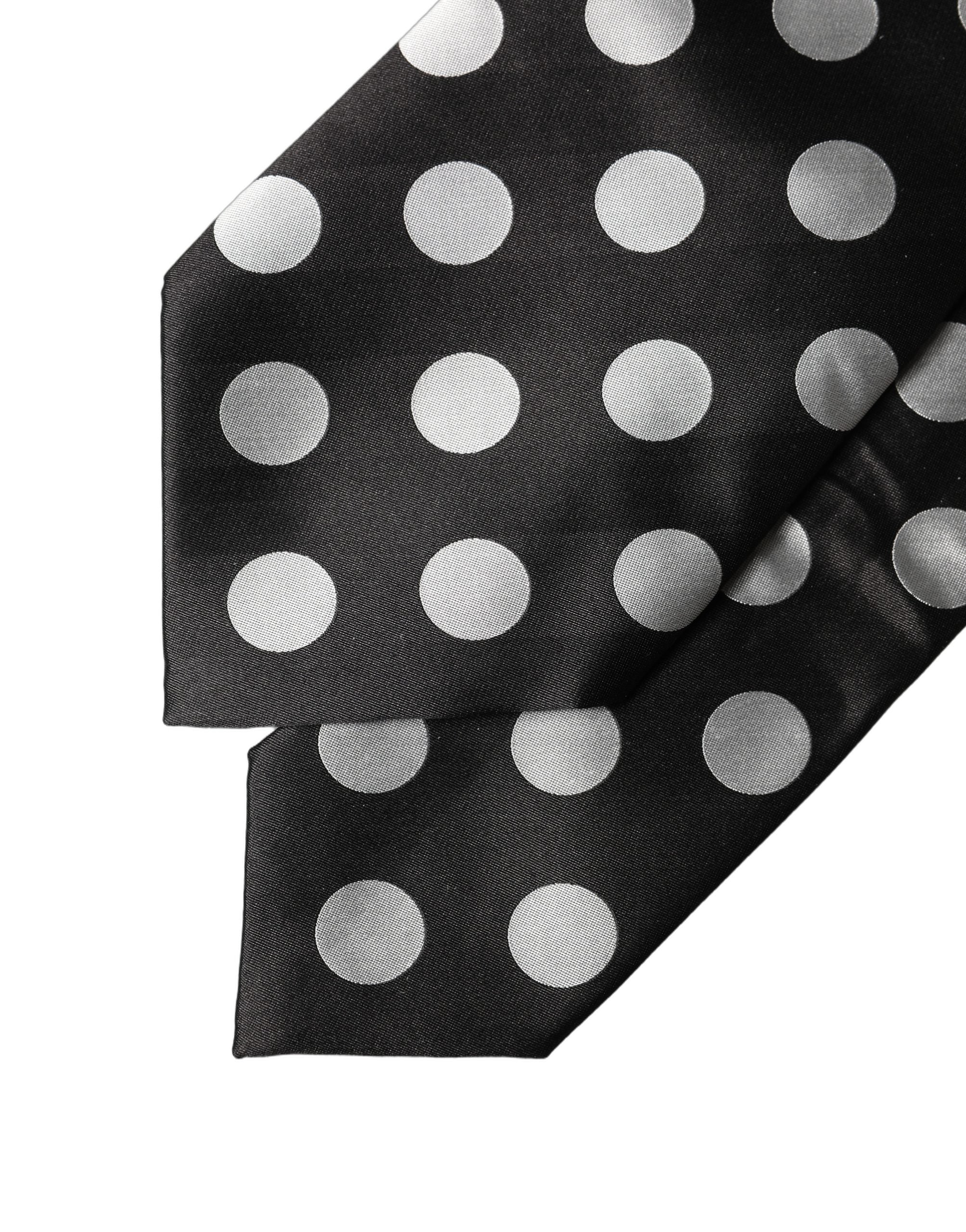 Dolce & Gabbana Black White Polka Dot Silk Adjustable Women NeckWomen's Women's Tie