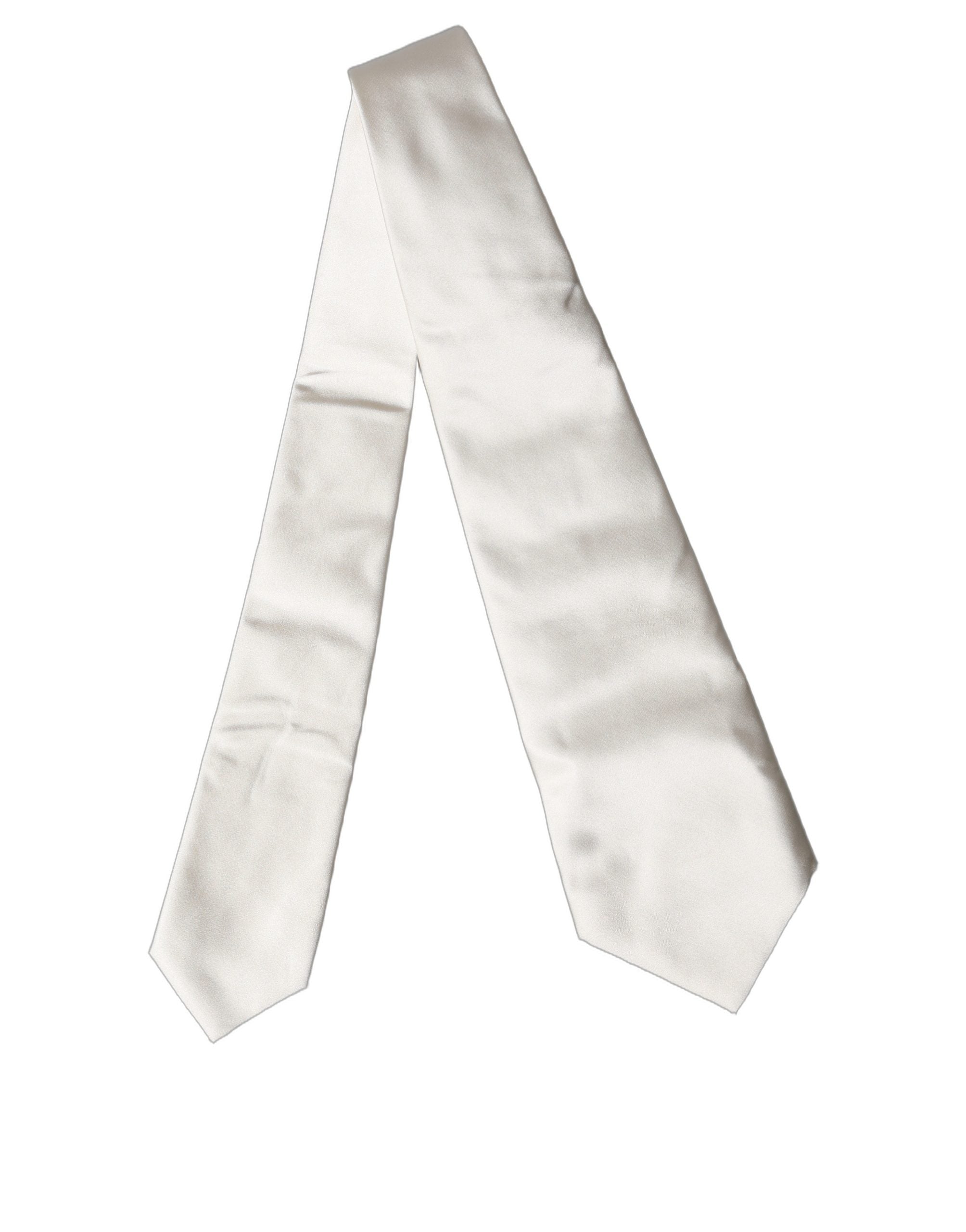 Dolce & Gabbana Off White Solid Silk Adjustable Women Women'sd NeckWomen's Women's Tie