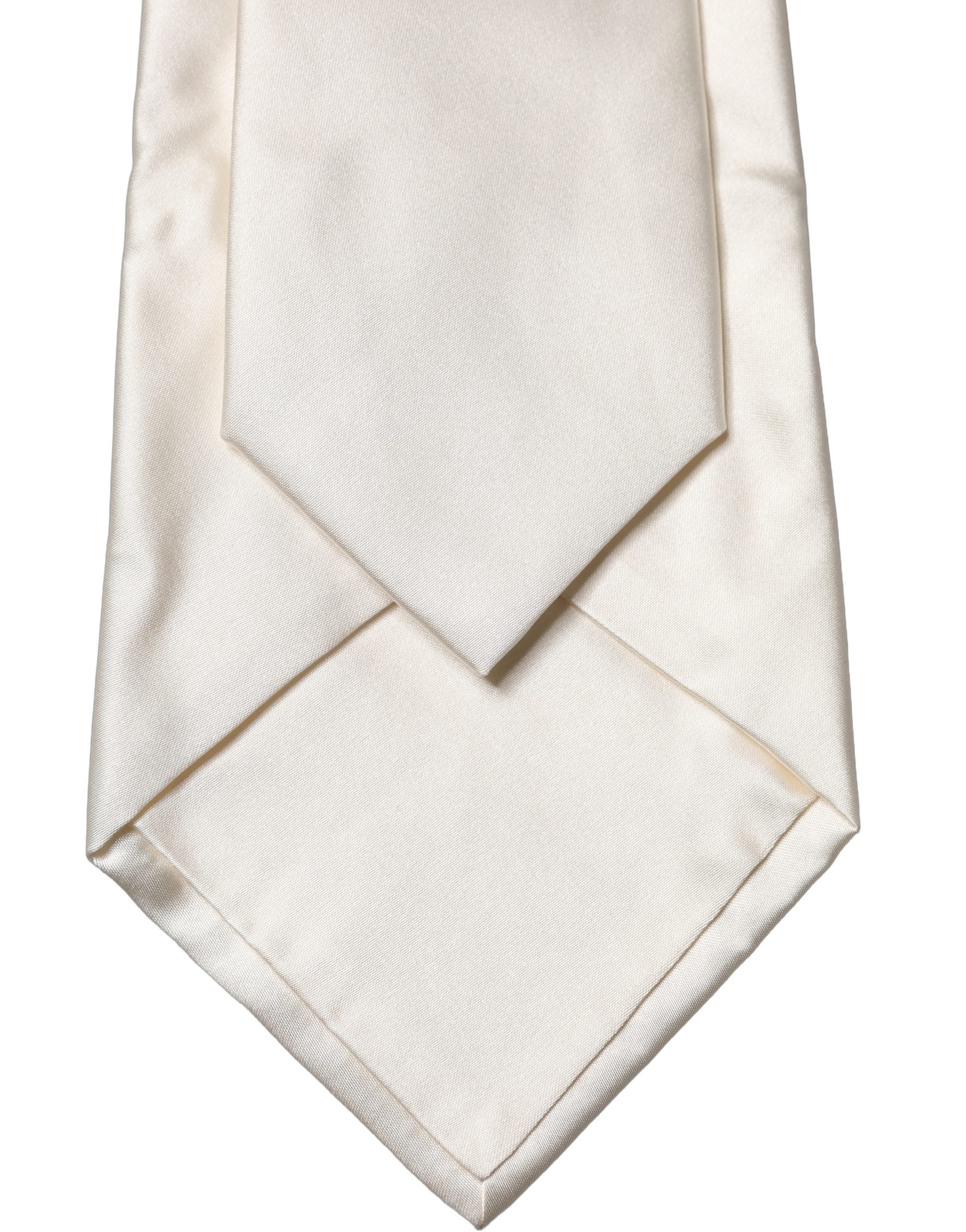Dolce & Gabbana Off White Solid Silk Adjustable Women Women'sd NeckWomen's Women's Tie
