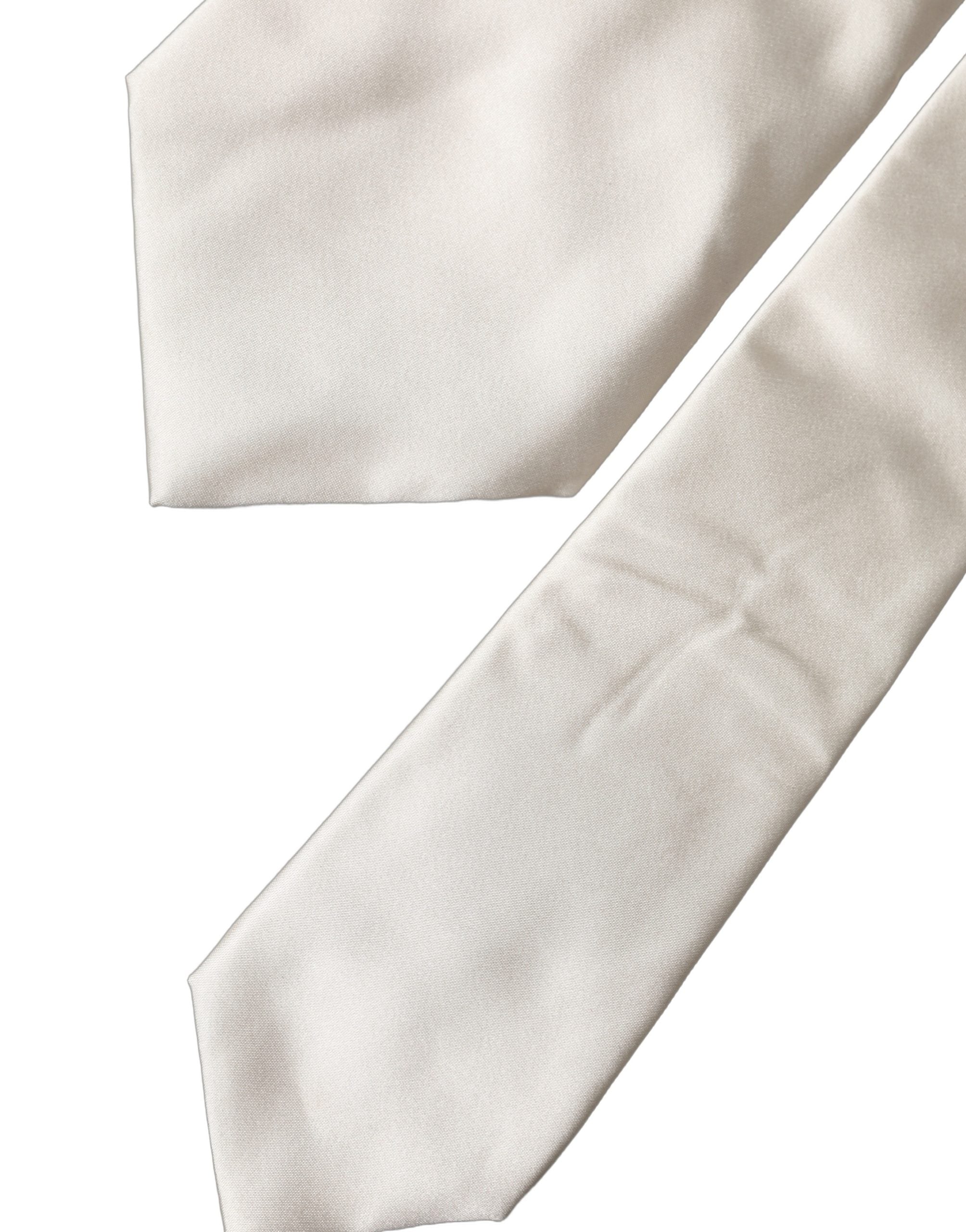 Dolce & Gabbana Off White Solid Silk Adjustable Women Women'sd NeckWomen's Women's Tie