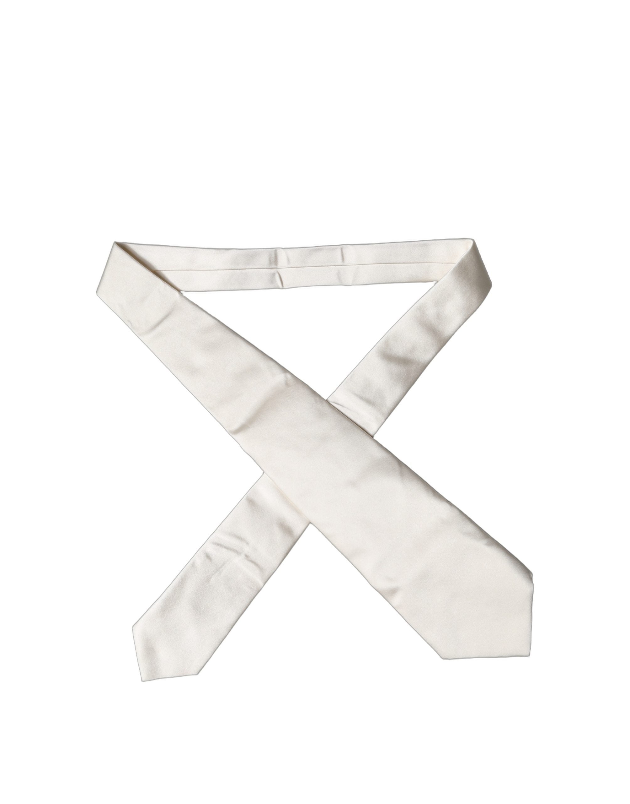 Dolce & Gabbana Off White Solid Silk Adjustable Women Women'sd NeckWomen's Women's Tie