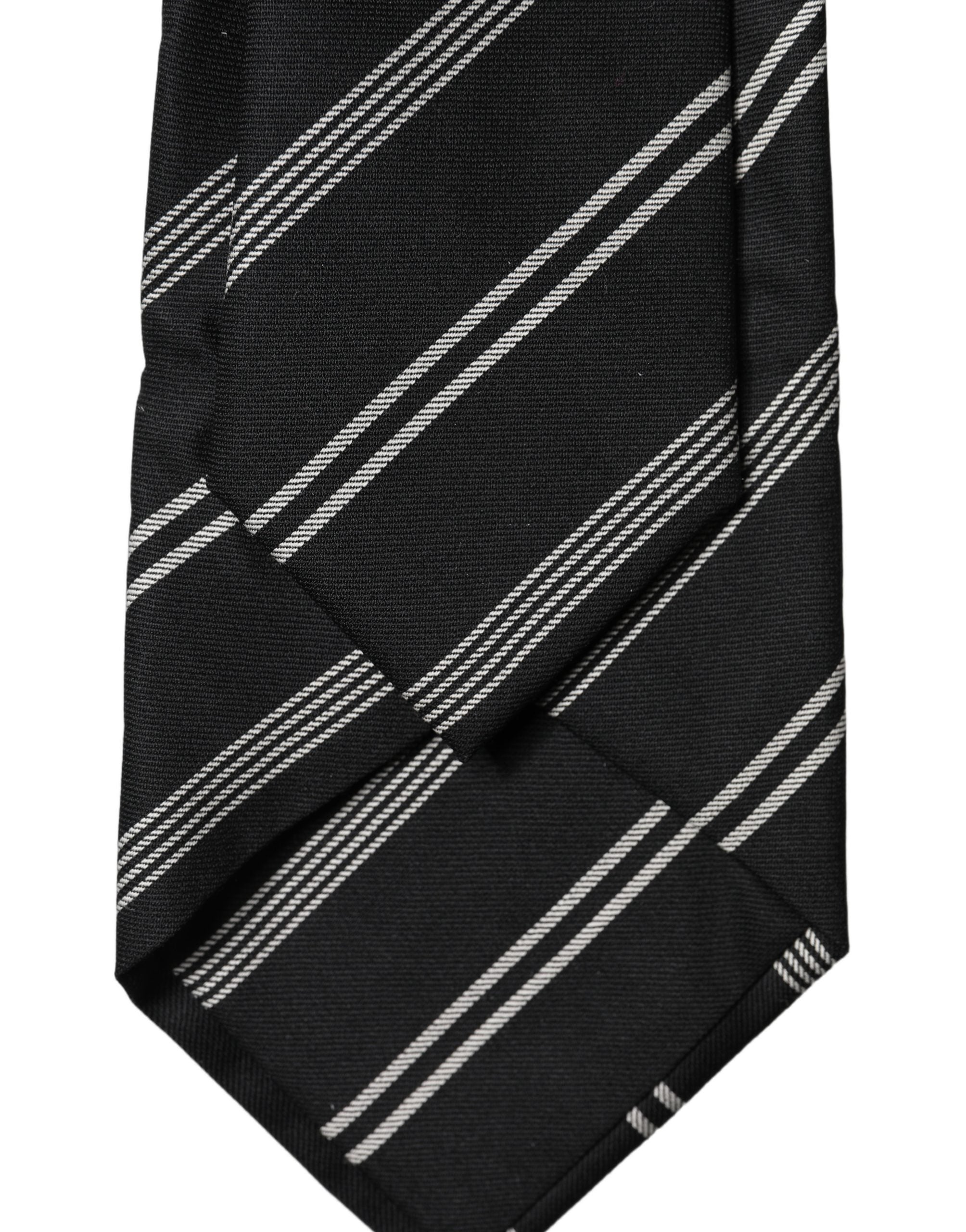 Dolce & Gabbana Black White Stripes Silk Adjustable Women NeckWomen's Women's Tie