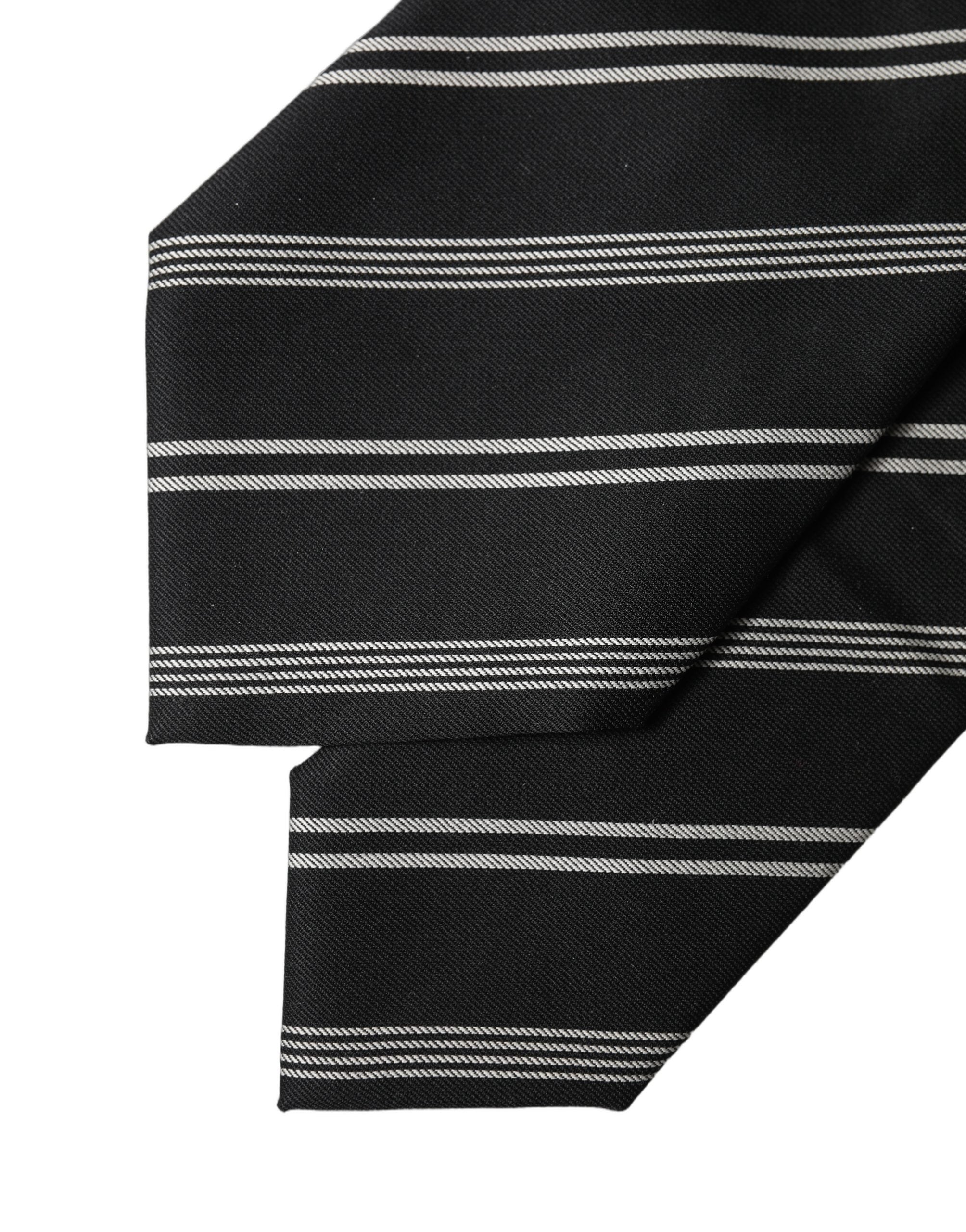 Dolce & Gabbana Black White Stripes Silk Adjustable Women NeckWomen's Women's Tie