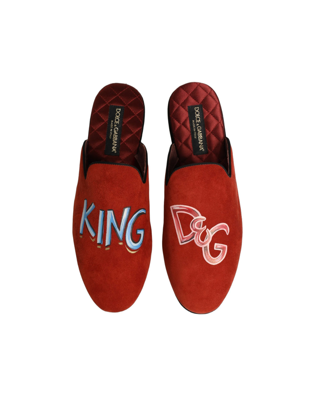 Dolce & Gabbana Red Suede DG King Men House Slipper Men's Shoes (Pre-Owned)