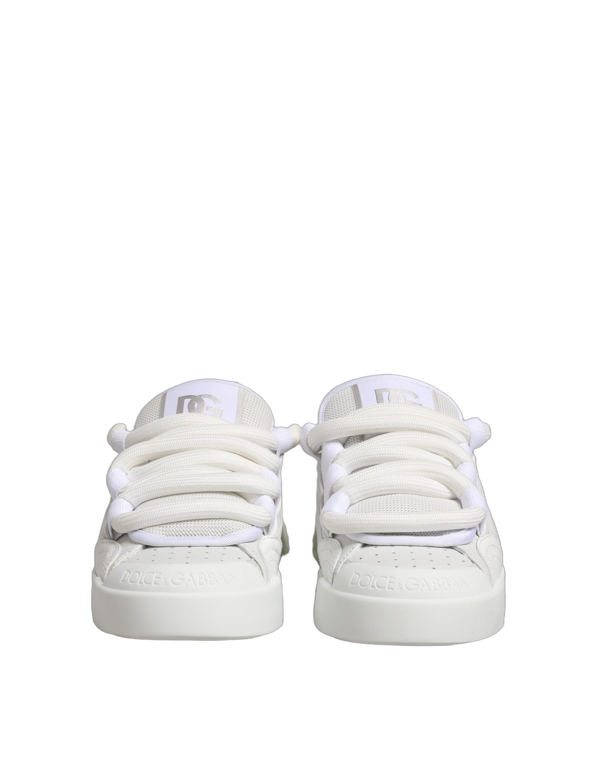 Dolce & Gabbana White Calfskin Leather Low Top Sneakers Men's Shoes (Pre-Owned)