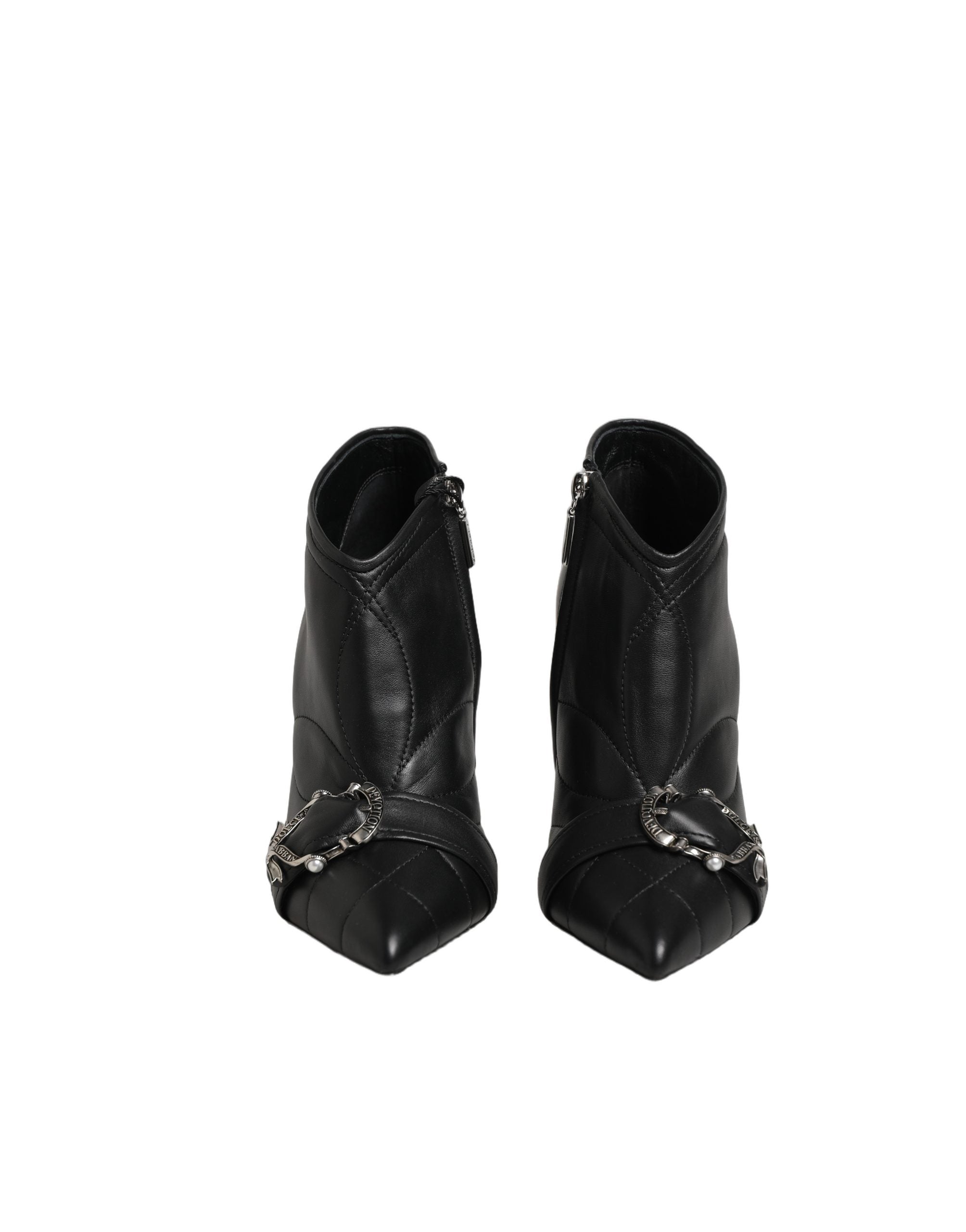 Dolce & Gabbana Black Devotion Quilted Buckled Boots Women's Shoes