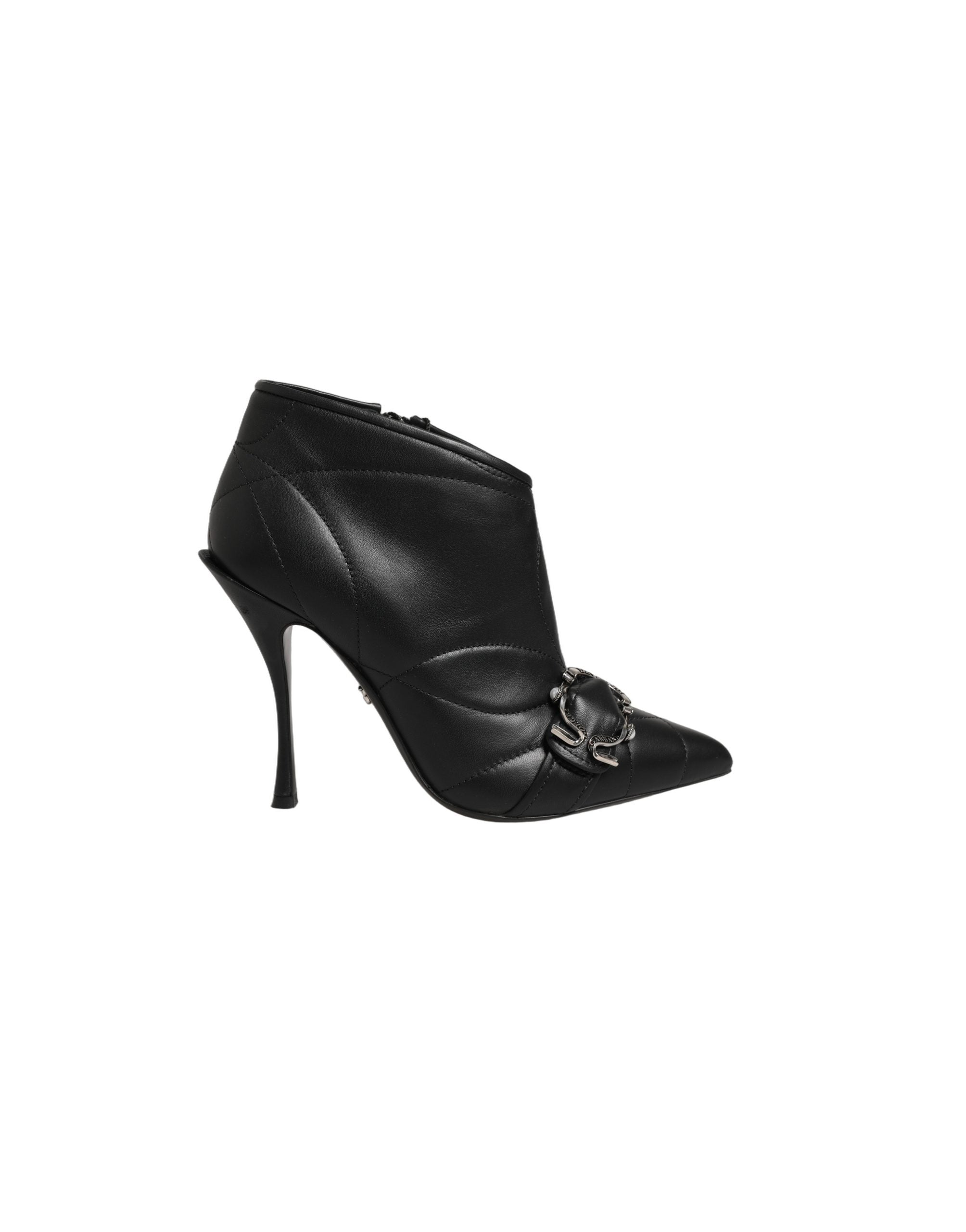 Dolce & Gabbana Black Devotion Quilted Buckled Boots Women's Shoes