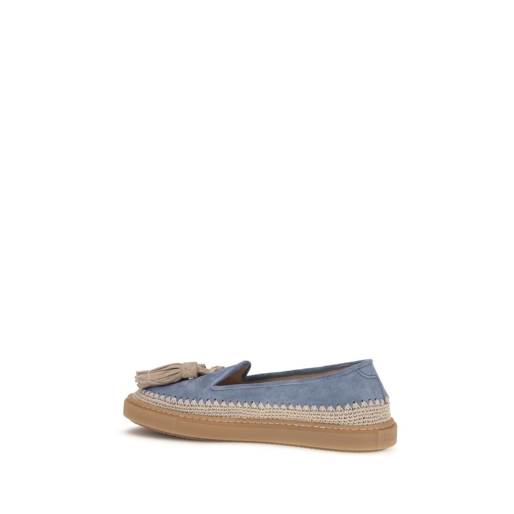 Fratelli Rossetti Blue Calf Leather Bos Taurus Slip-On Women's Loafers