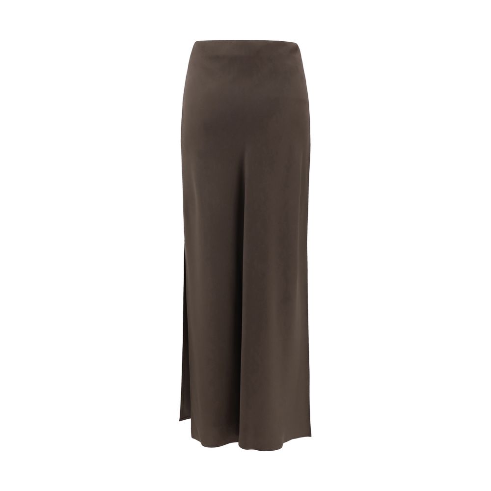 Brunello Cucinelli Brown Acetate Midi Women's Skirt