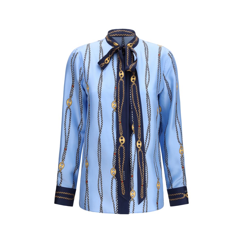 Gucci Blue Silk Women's Shirt