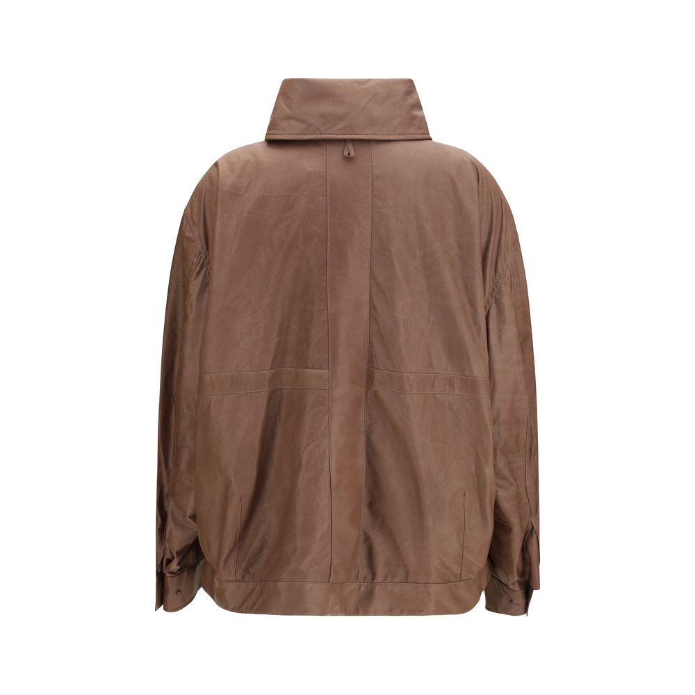 Calvin Klein Brown Lamb Ovis Aries Aries Leather Women's Jacket