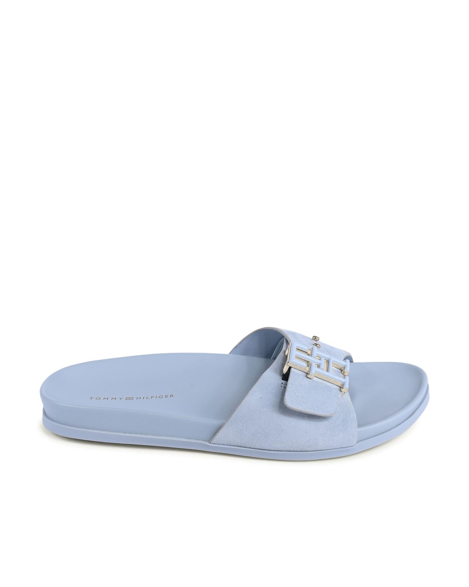Tommy Hilfiger Blue Leather Flat Women's Sandals