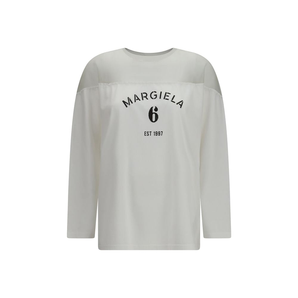 MM6 White Cotton Long Sleeve Women's T-Shirt