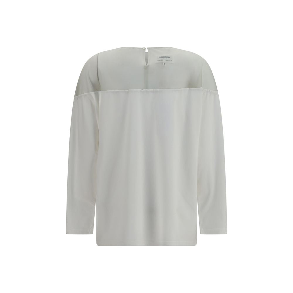 MM6 White Cotton Long Sleeve Women's T-Shirt