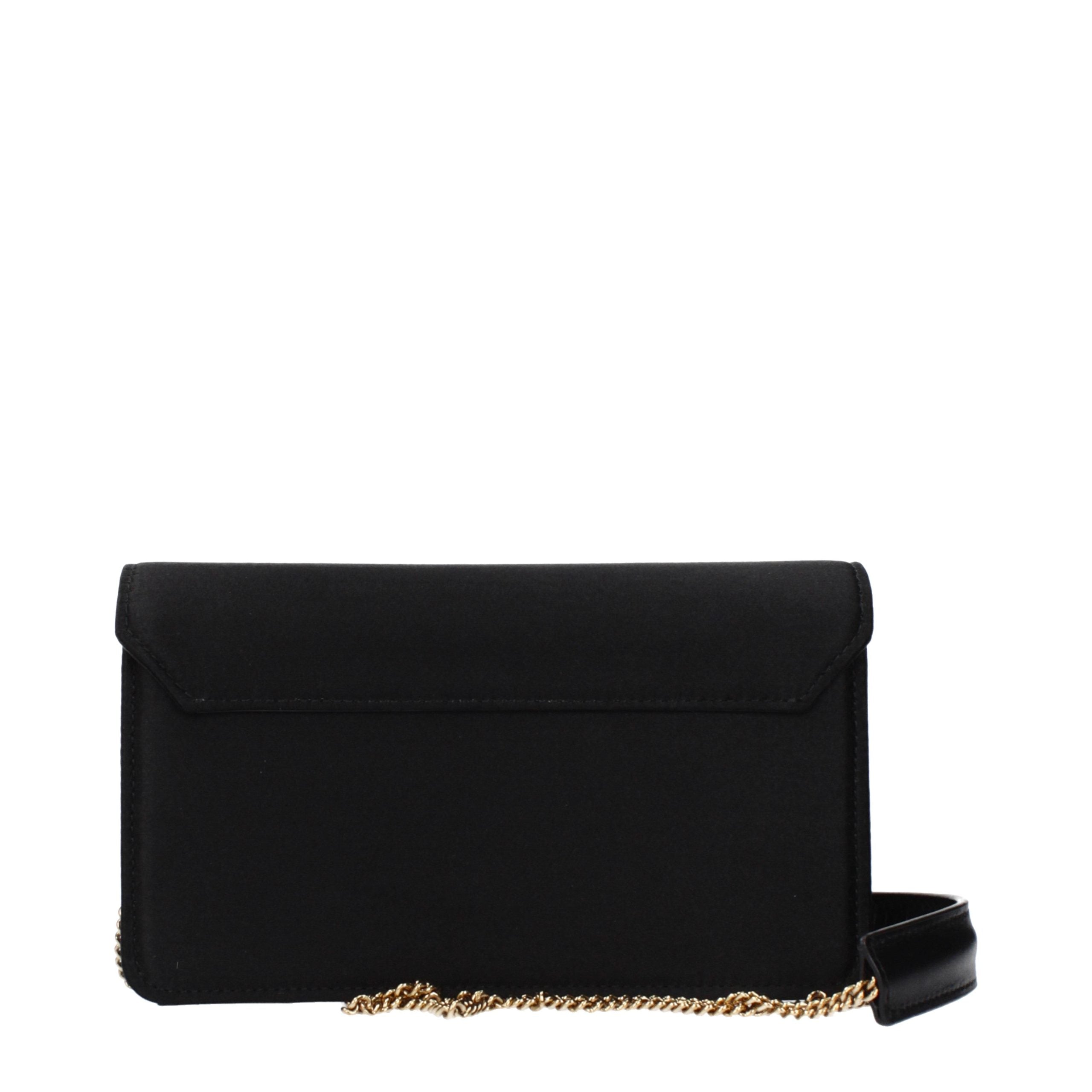 Roberto Cavalli Black Satin Clutch Women's Bag