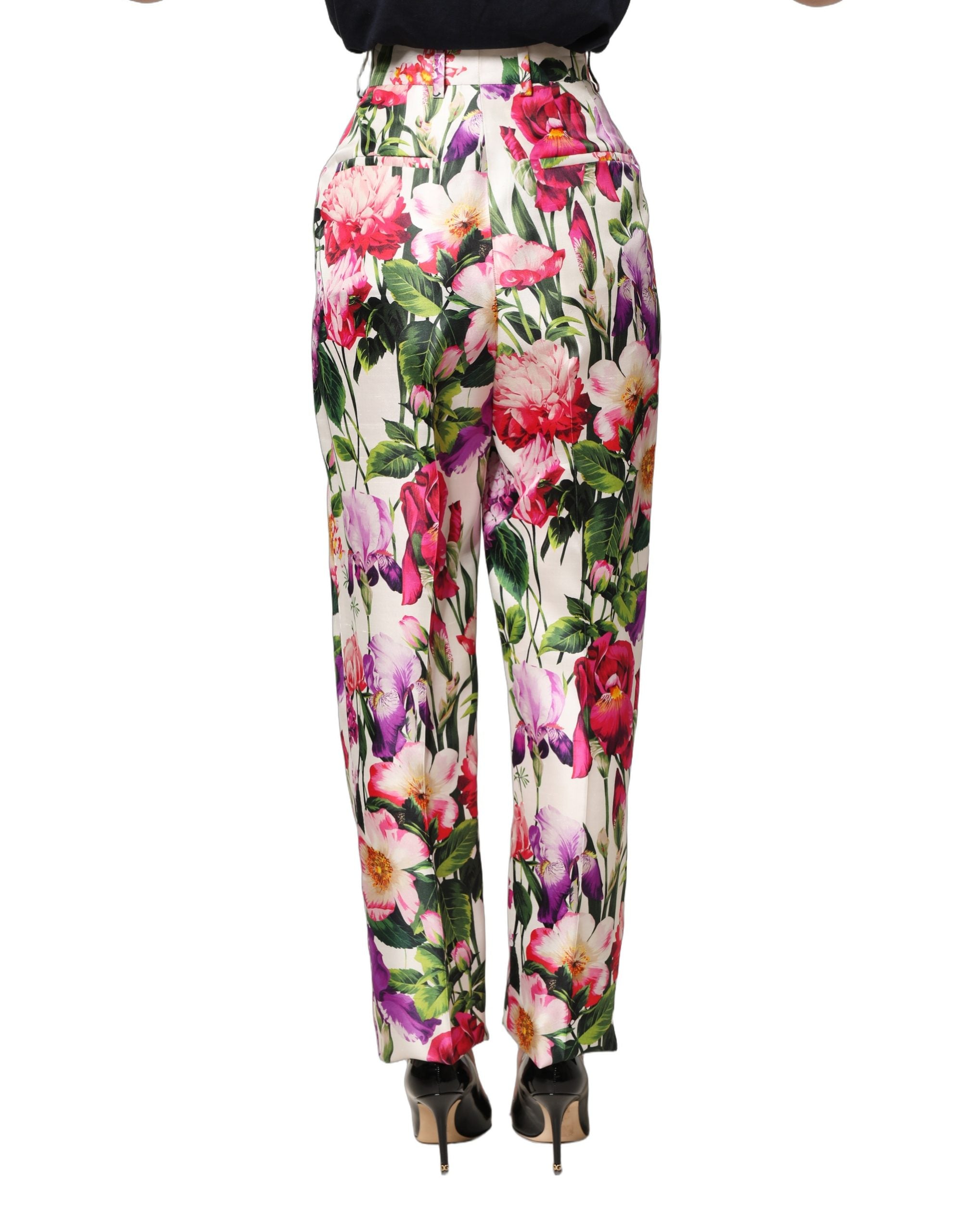 Dolce & Gabbana Multicolor Floral Print Tapered Trouser Women's Pants