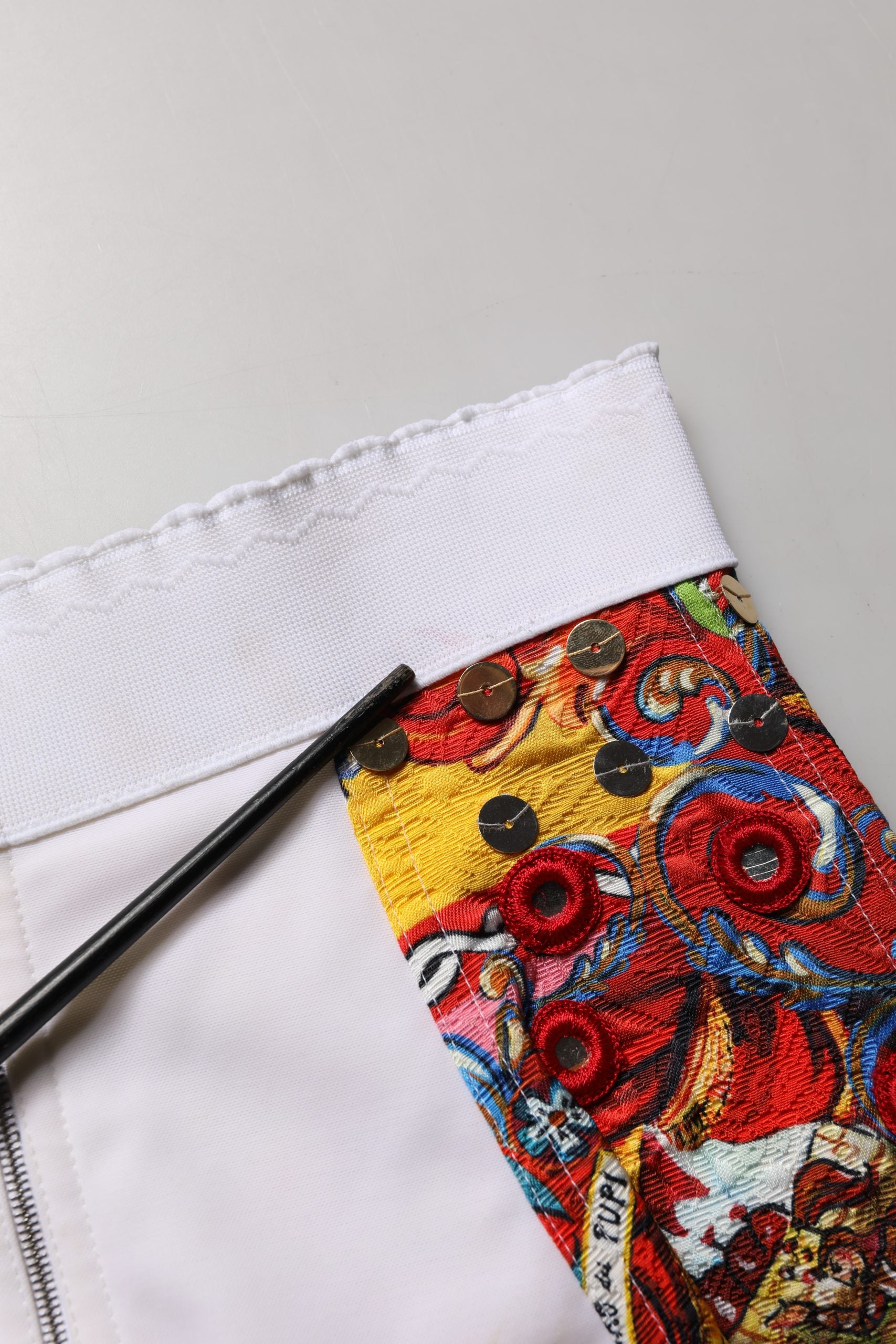 Dolce & Gabbana Multicolor Brocade Jewelled High Waist Hotpants Women's Skirt (Pre-Owned)