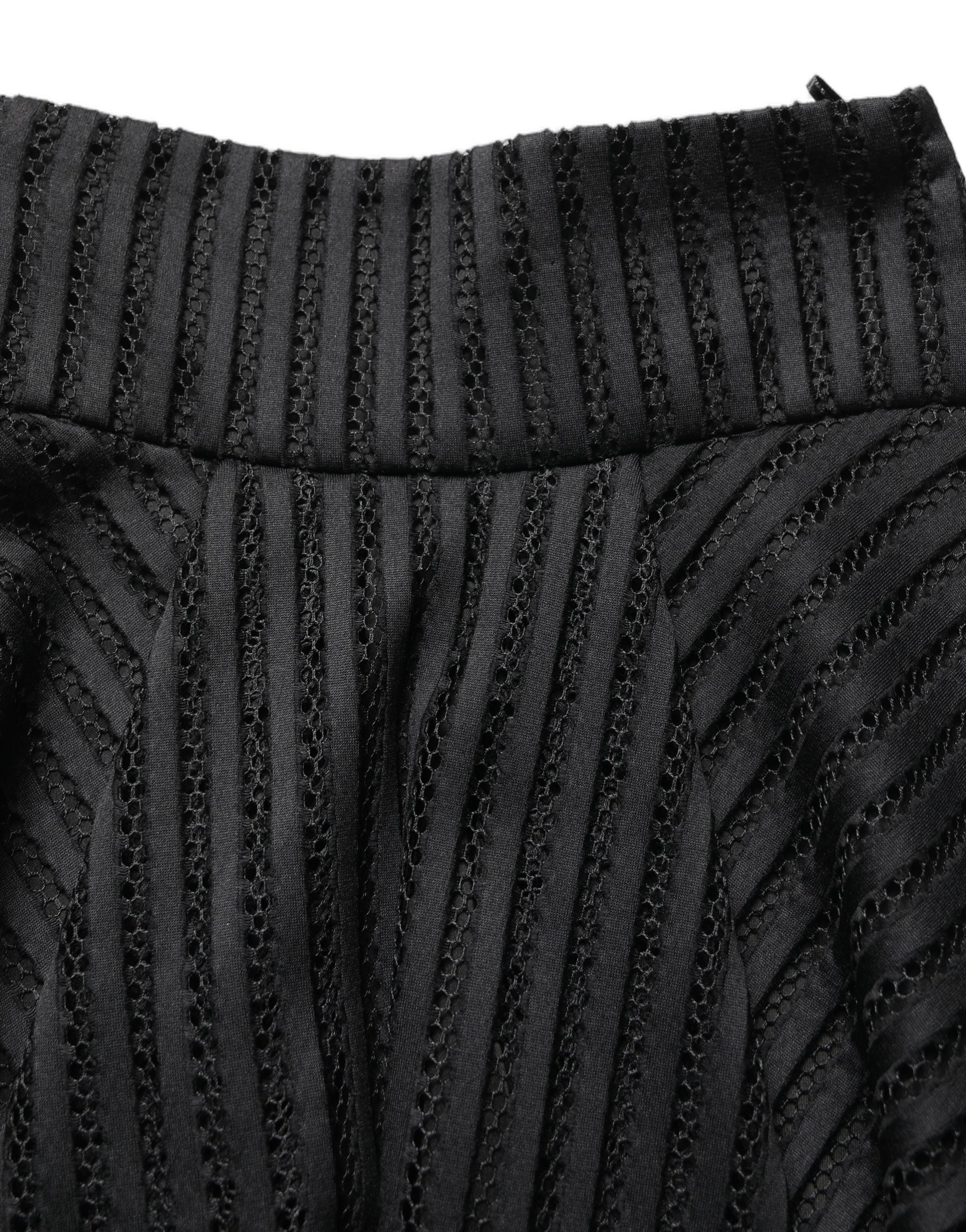 PINKO Cotton Striped Flared Silhouette Aline Midi Women's Black