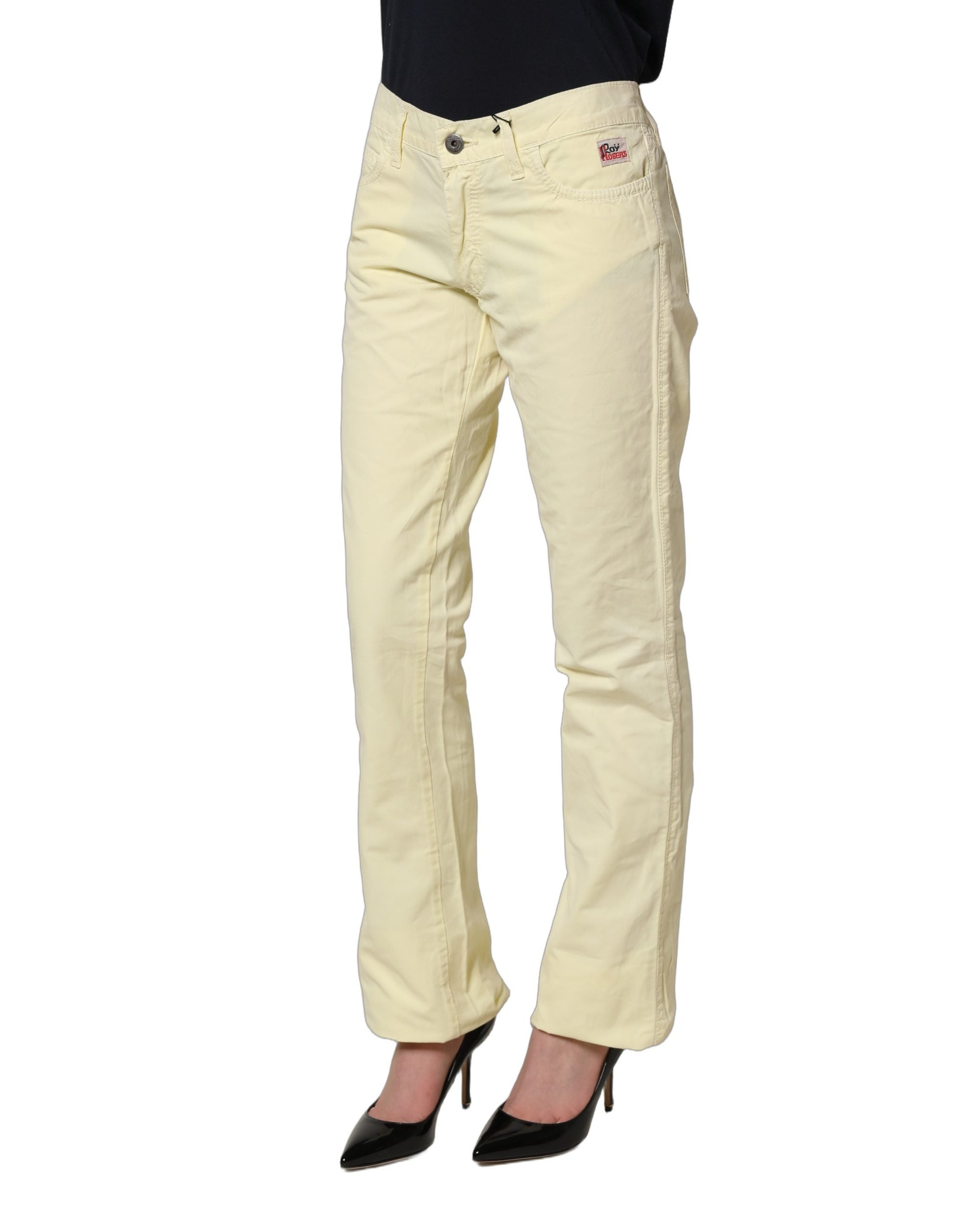 Roy Roger's Yellow Cotton Straight Casual Denim Trouser Women's Jeans (Pre-Owned)