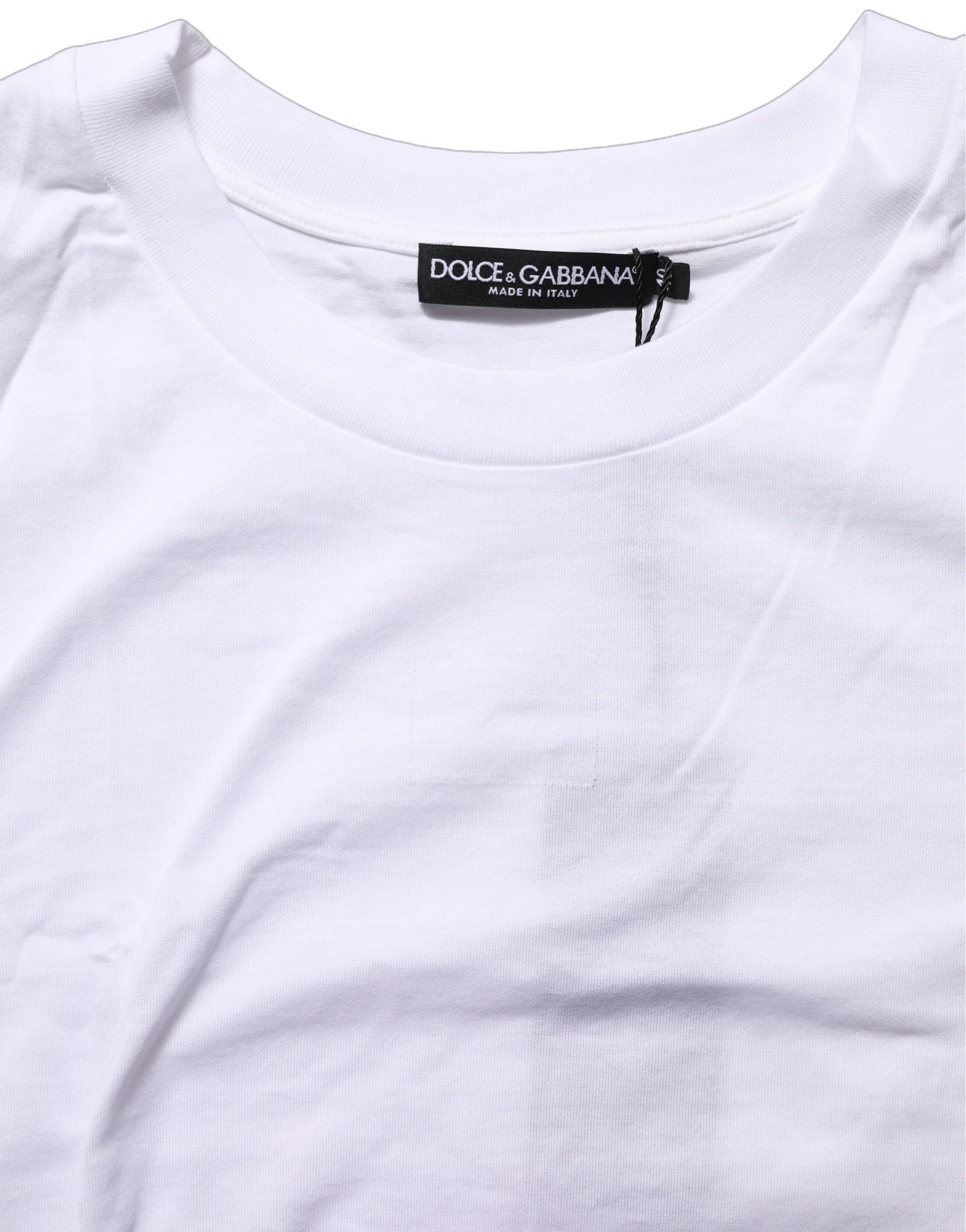 Dolce & Gabbana White Cotton Round Neck Short Sleeves Women's T-Shirt (Pre-Owned)