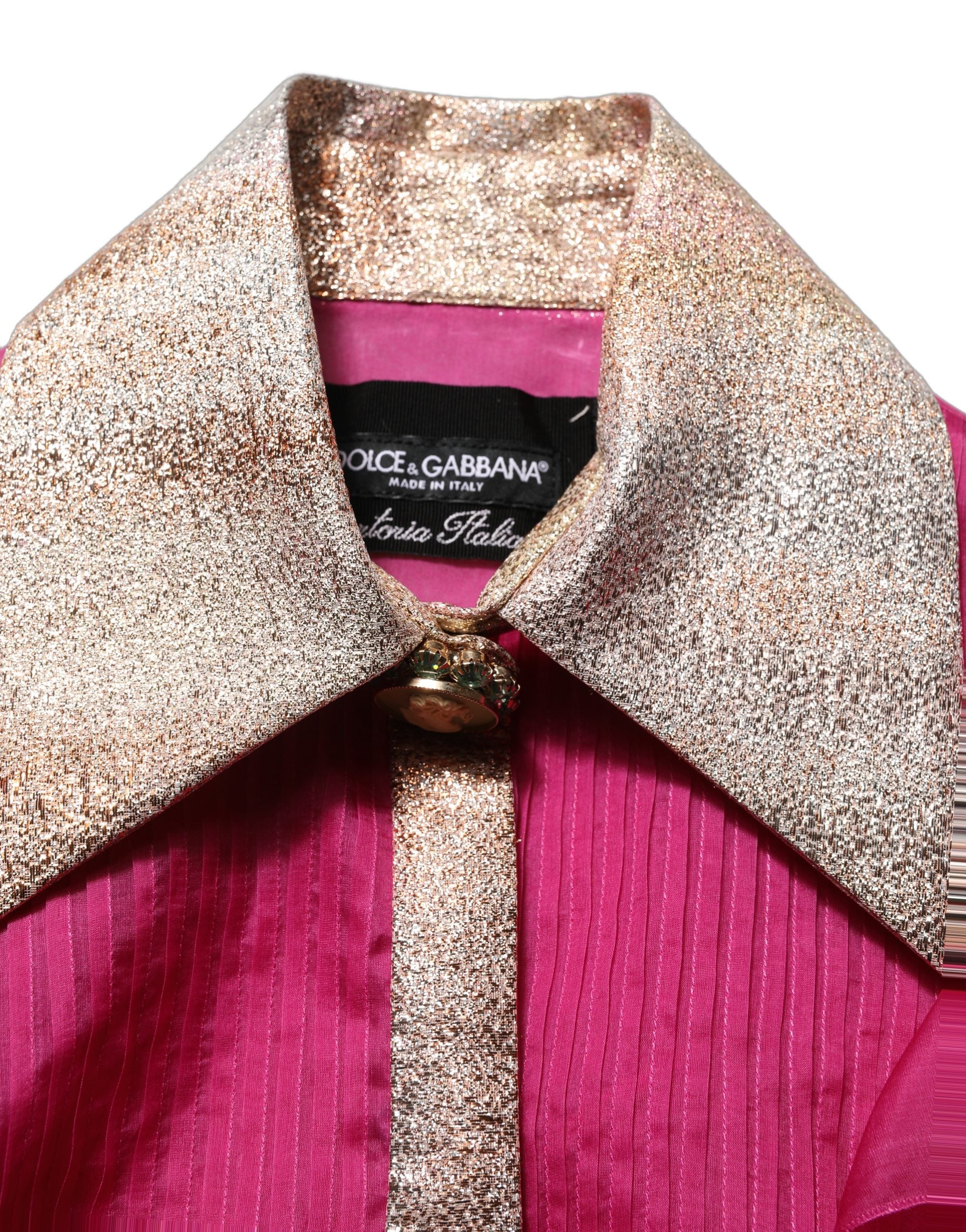 Dolce & Gabbana Fuchsia Sheer Chiffon Buttoned Blouse Women's Top (Pre-Owned)