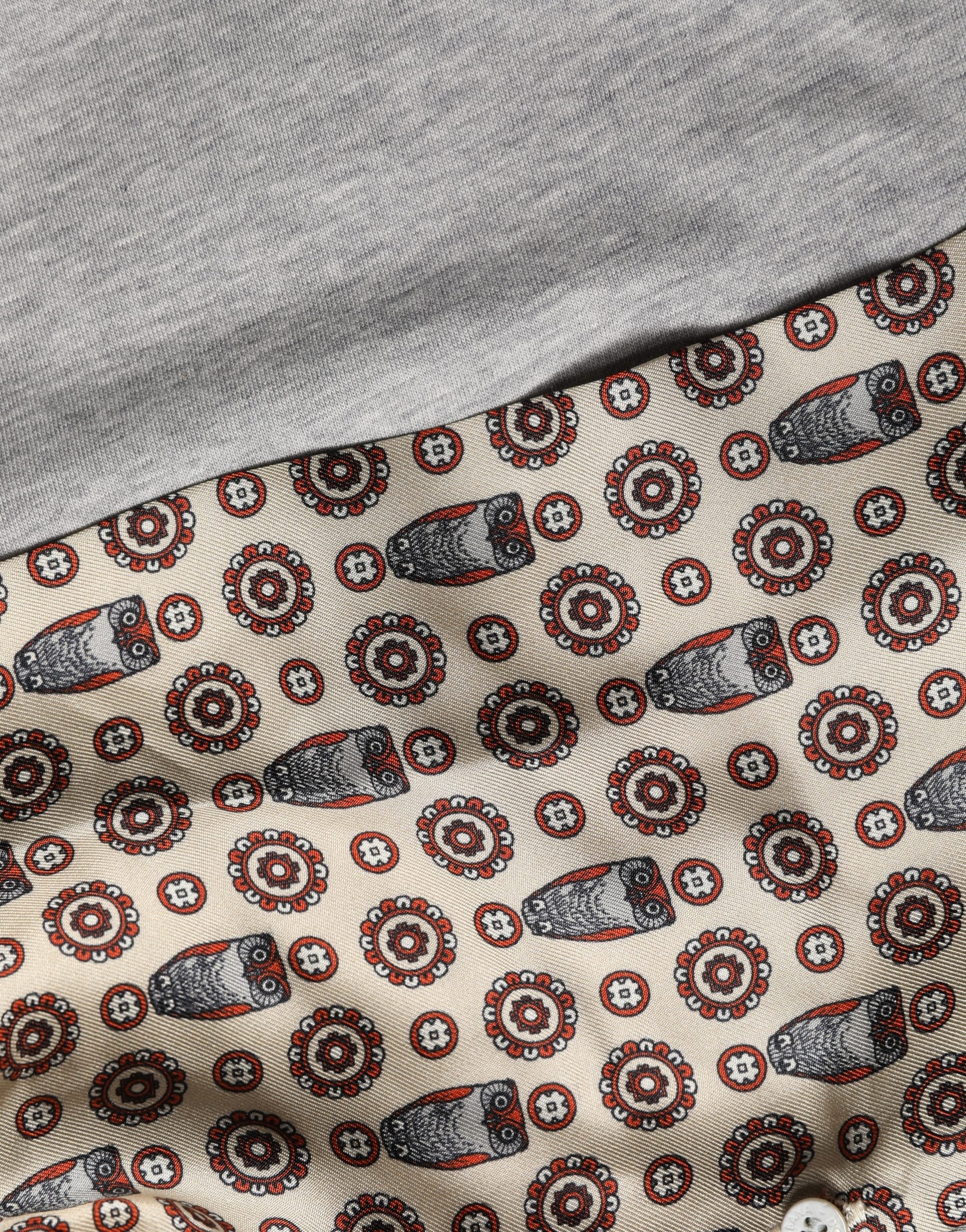 Dolce & Gabbana Gray Cotton V-neck Owl Silk Scarf Top Women's T-shirt