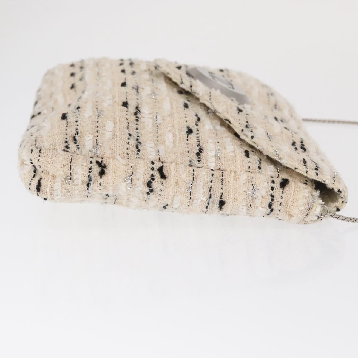 Chanel Vintage Envelope Chain Clutch Tweed White Tweed Clutche & Pouche Bag (Pre-Owned)