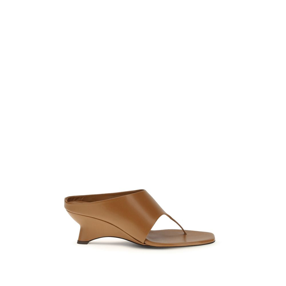 Khaite Brown Calf Leather Bos Taurus Platform Women's Sandals