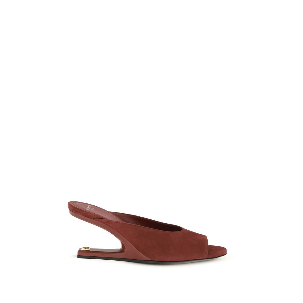 Balmain Bordeaux Goatskin Women's Mules