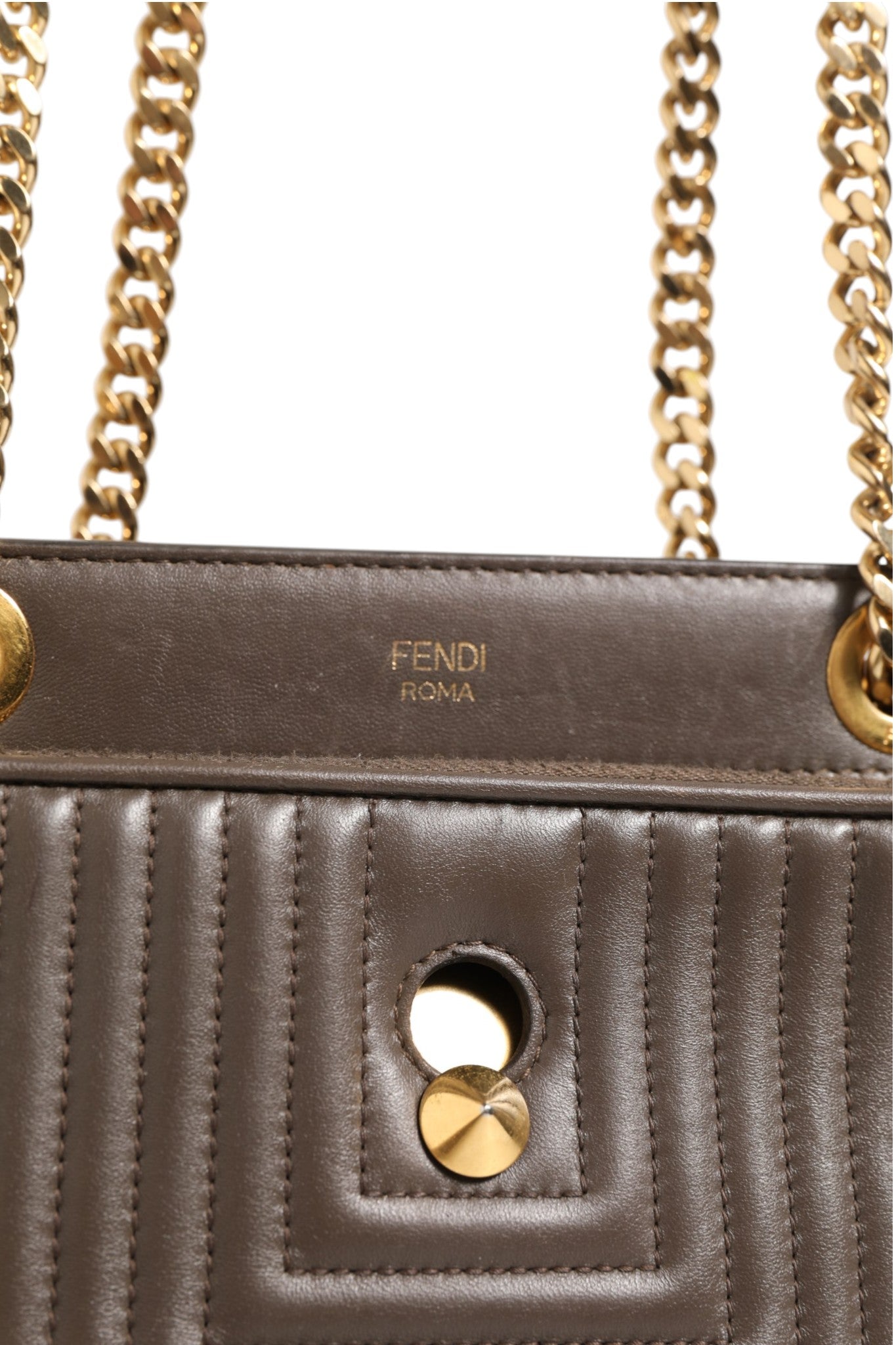 Fendi Brown Quilted Lambskin Leather Dotcom Click Small Shoulder Women's Bag (Pre-Owned)