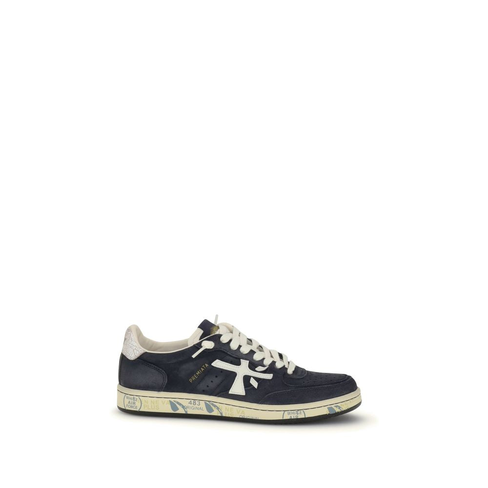 Premiata Blue Calf Leather Bos Taurus Low Top Men's Sneakers