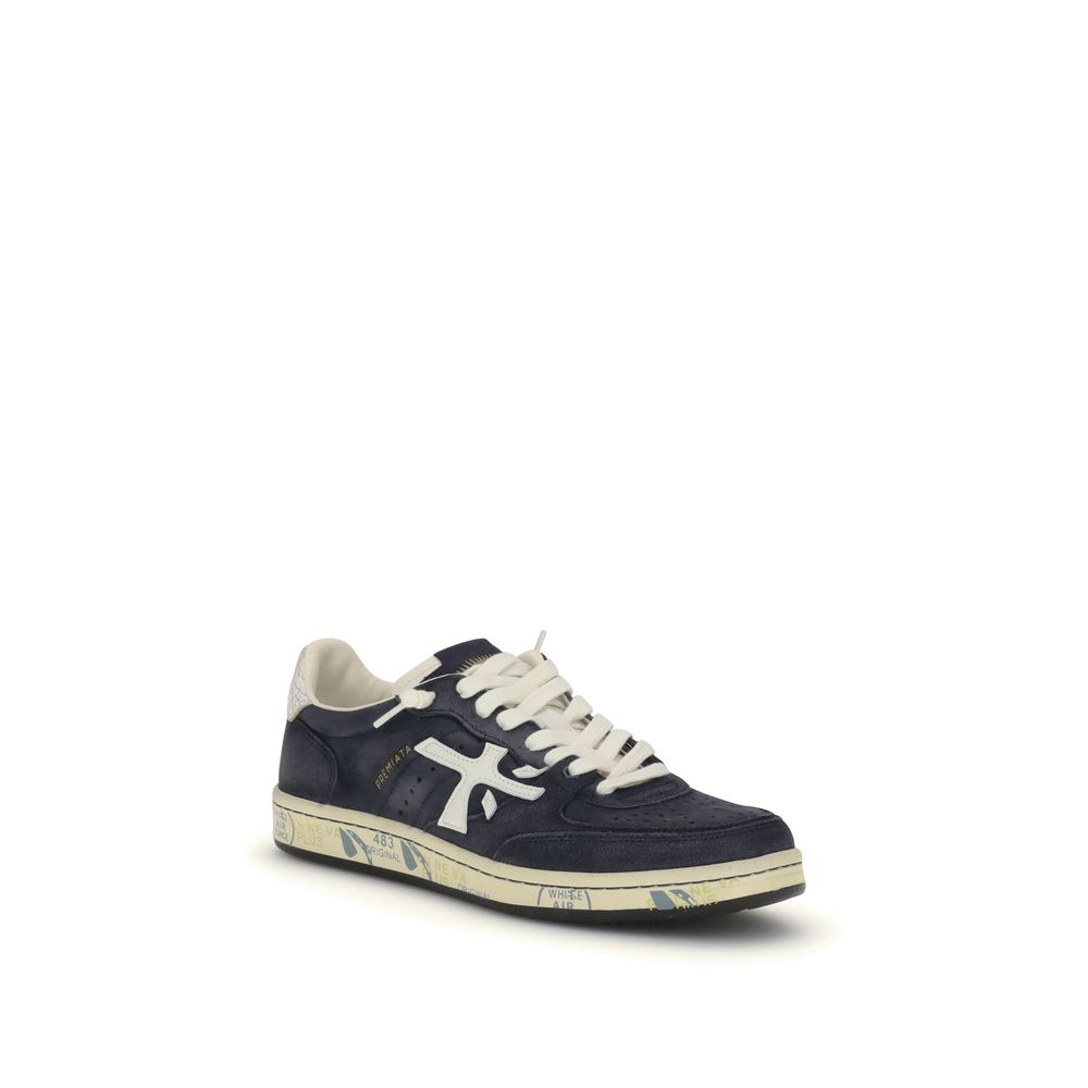 Premiata Blue Calf Leather Bos Taurus Low Top Men's Sneakers