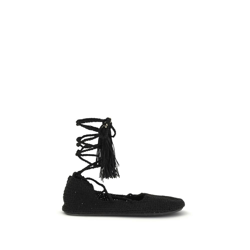 Alanui Black Recycled Polyester Ballet Women's Flats