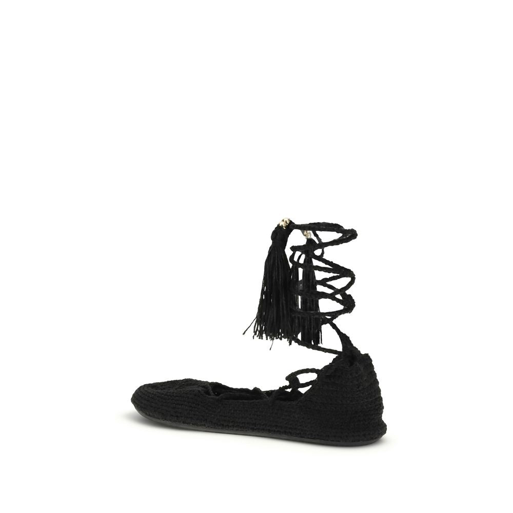 Alanui Black Recycled Polyester Ballet Women's Flats