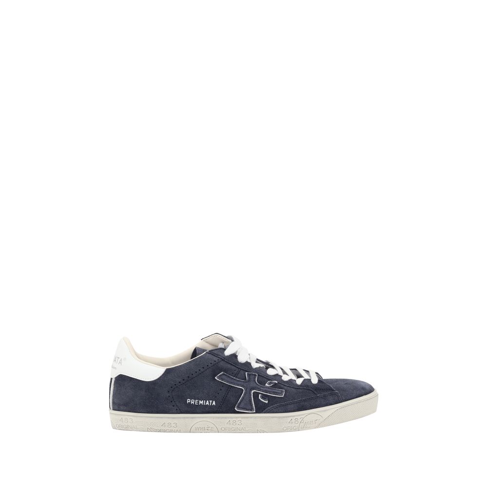 Premiata Blue Calf Leather Bos Taurus Low Top Men's Sneakers