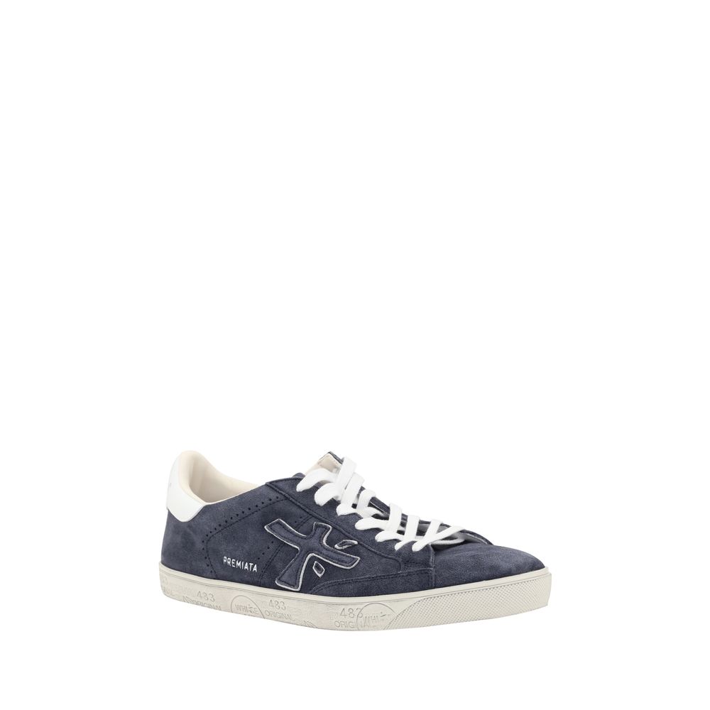 Premiata Blue Calf Leather Bos Taurus Low Top Men's Sneakers